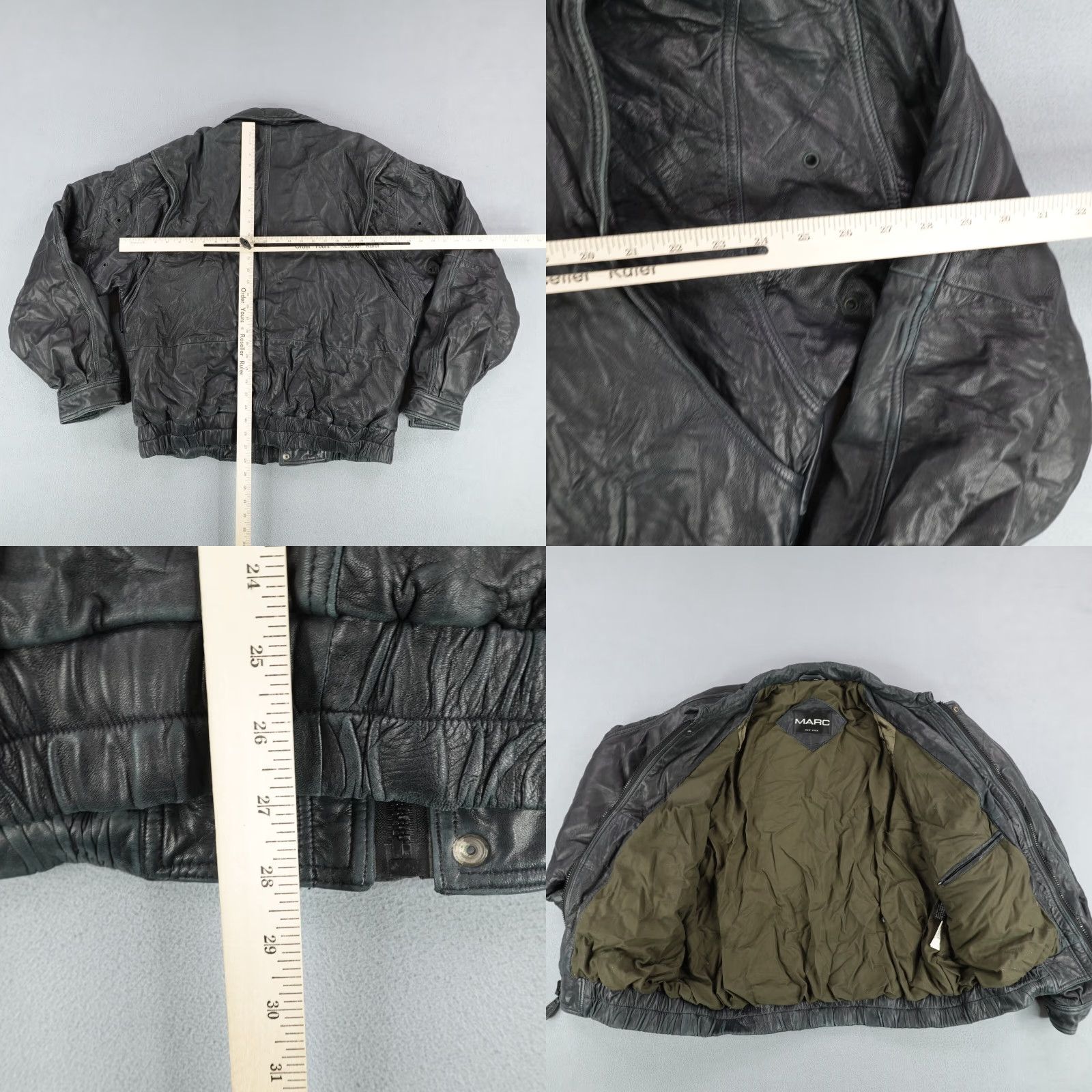 Vintage VINTAGE Marc New York Jacket Mens XL Tall Black Genuine Leather Coat Zip Snap Up 90s Biker Mens Size US XL / EU 56 / 4 - 8 Thumbnail