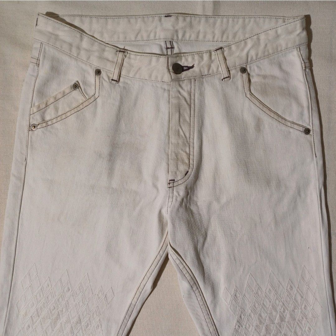 Yoshio Kubo Embroidery Knee Jeans White Yoshio Kubo Size US 30 / EU 46 - 2 Thumbnail