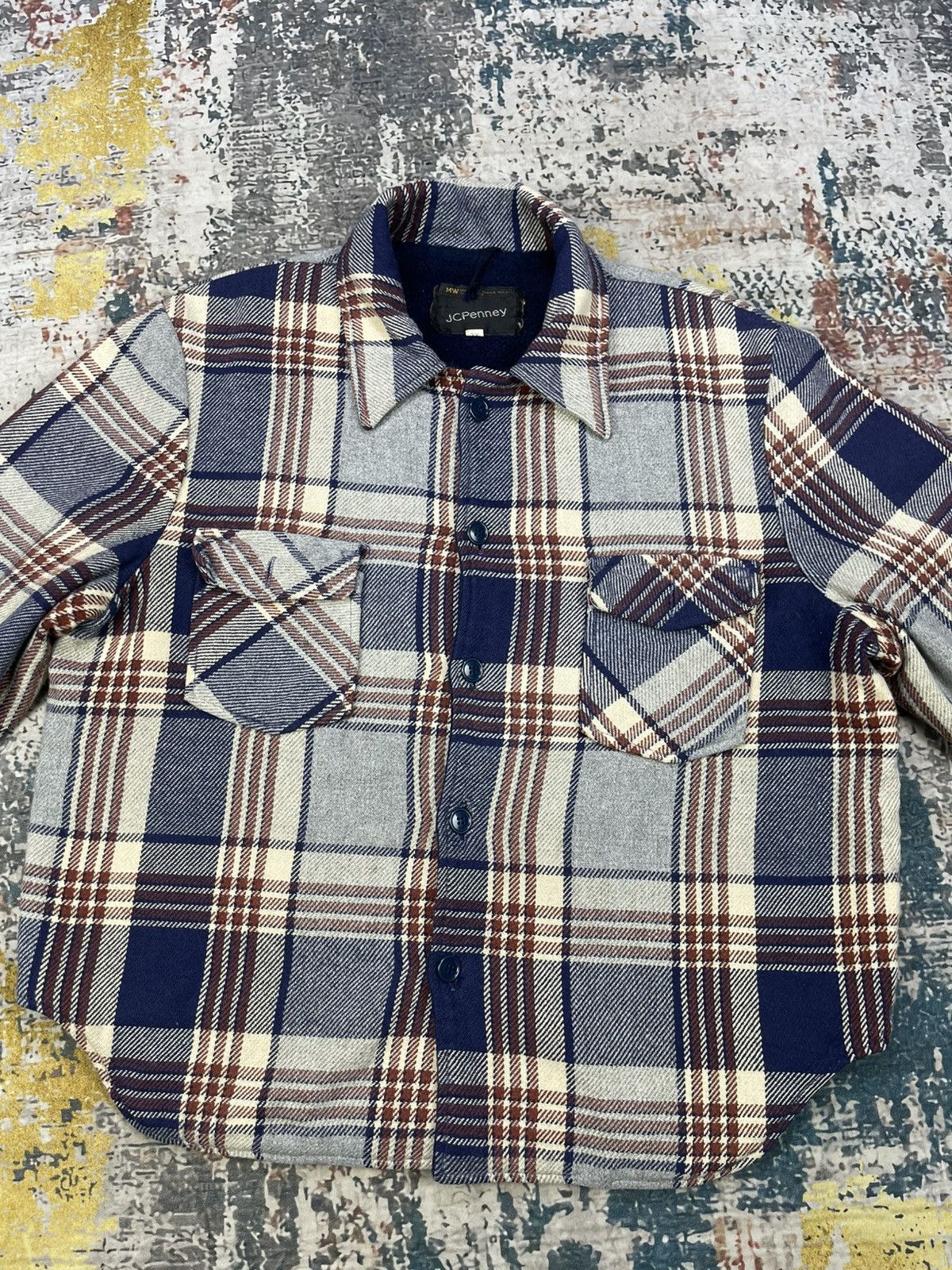 JCPenney Vtg JCpenny Plaid Melton Wool Button Down Overshirt Jacket Size US XL / EU 56 / 4 - 6 Thumbnail