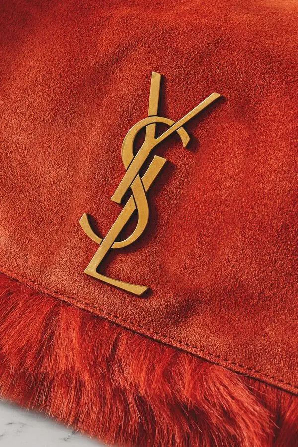 Saint Laurent Paris Small Kate YSL Logo Reversible Faux Fur Suede Shoulder Bag Size ONE SIZE - 8 Thumbnail