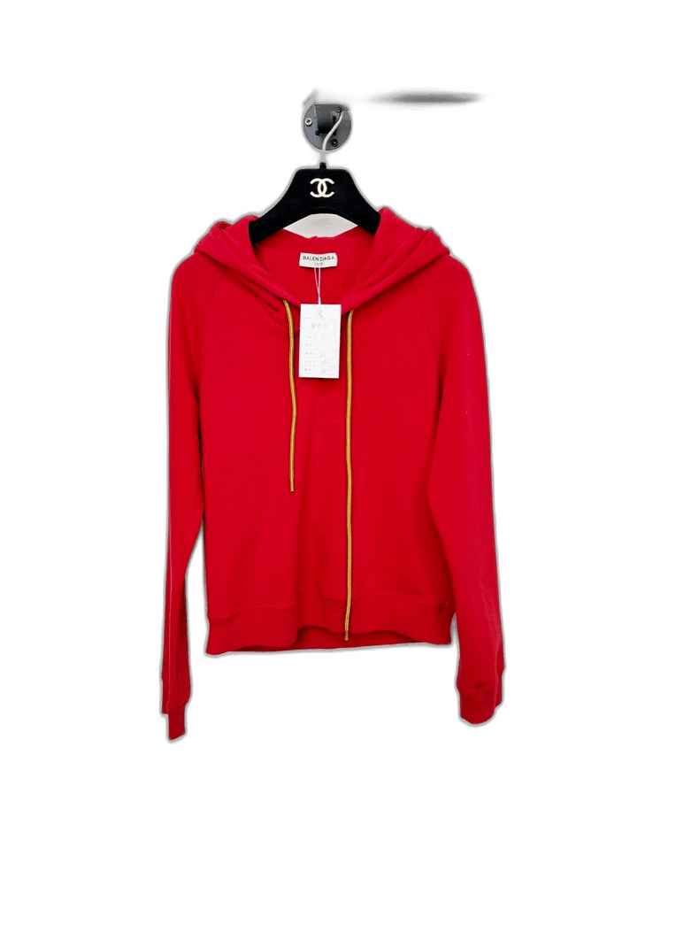 Balenciaga Red Balenciaga Hoodie with Yellow Zipper-2505 Size L / US 10 / IT 46 - 1 Thumbnail