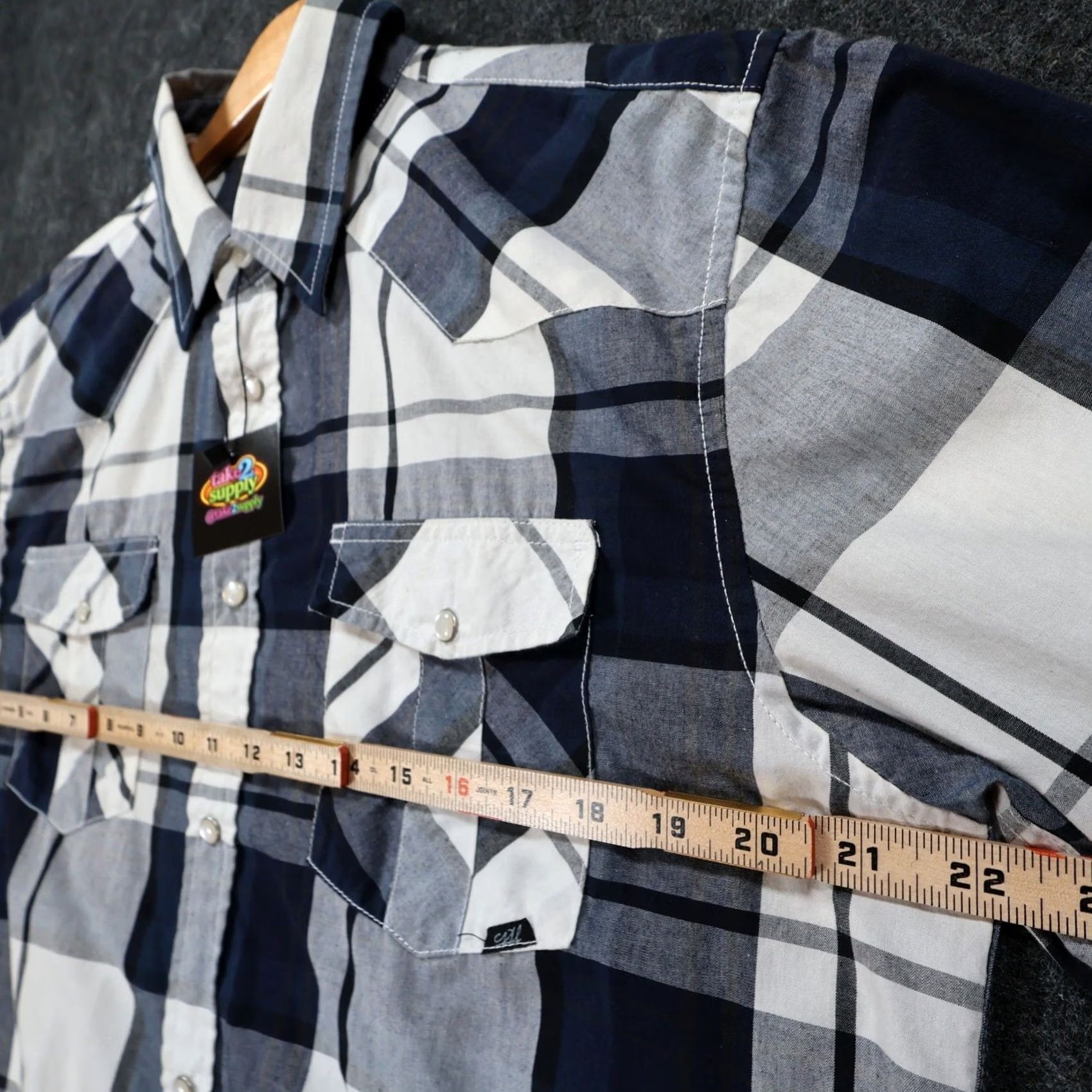 Vintage Coastal Button Up Shirt Mens Large Blue Plaid Excellent Western Yoke Snap Front Size US L / EU 52-54 / 3 - 3 Thumbnail