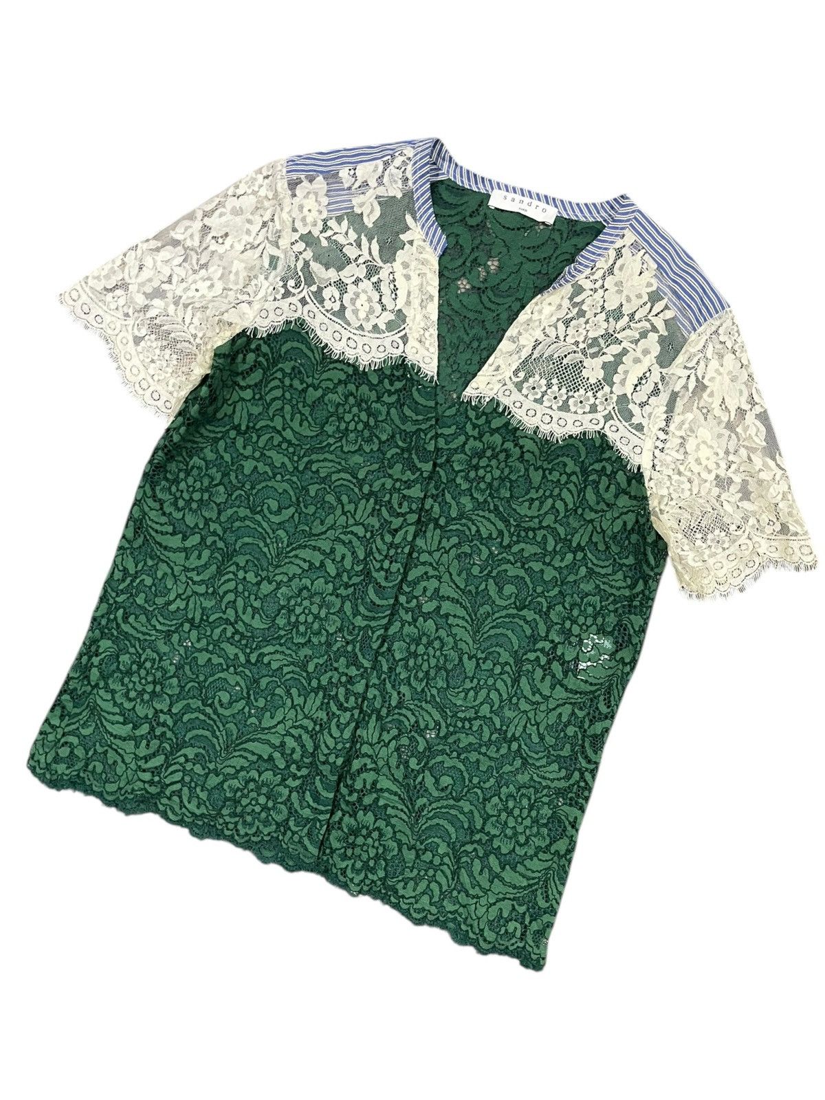 Designer Sandro Lace Emerald Shirts Size S / US 4 / IT 40 - 2 Thumbnail