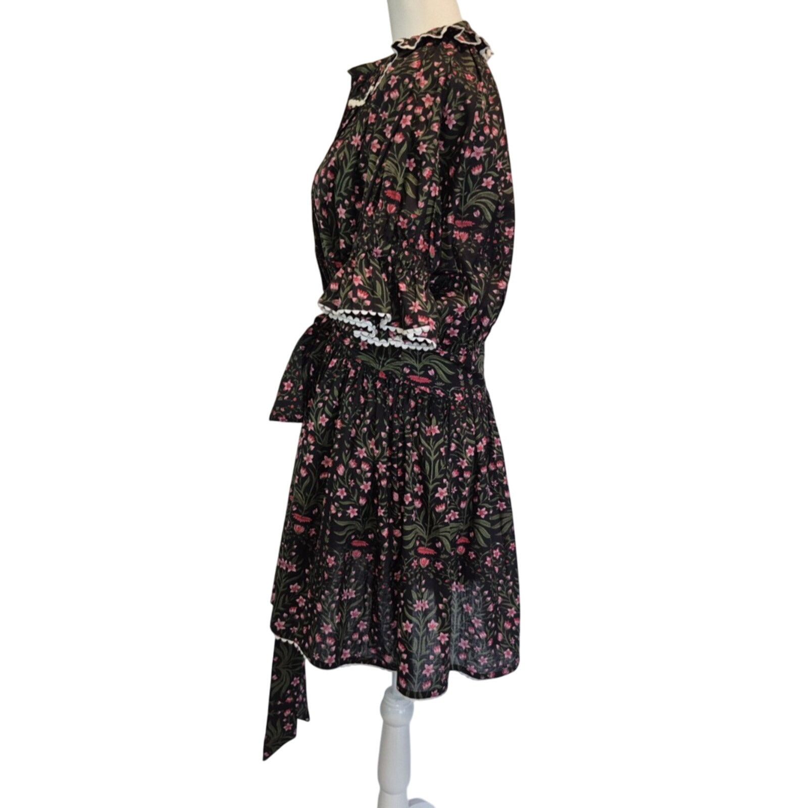 Other New India Collection Cotton Hand Block Black Floral Dress XS Size XS / US 0-2 / IT 36-38 - 5 Thumbnail