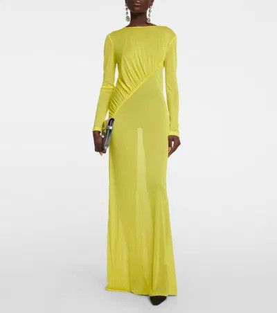 Saint Laurent Paris o1y0126 Maxi Dress in Yellow Size S / US 4 / IT 40 - 2 Thumbnail