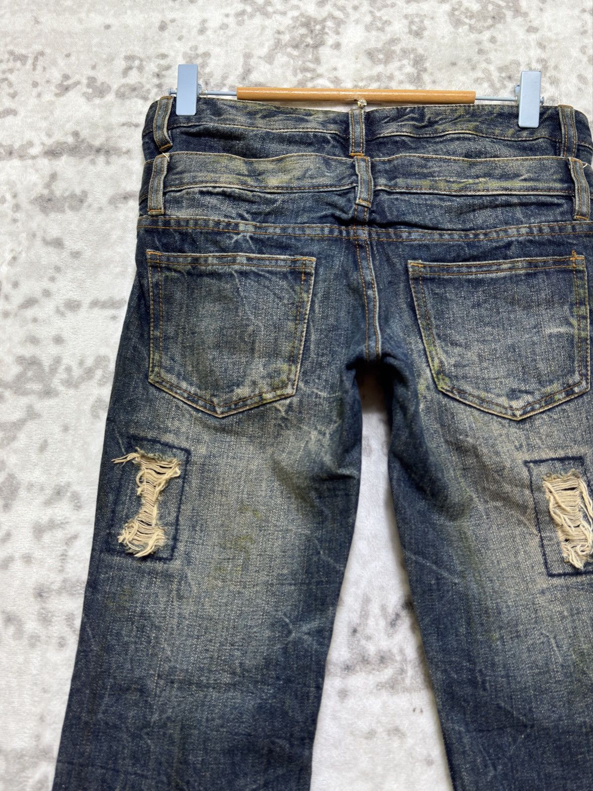 If Six Was Nine Japanese Distressed Double Waist Flare Denim Jeans Size US 29 - 10 Thumbnail