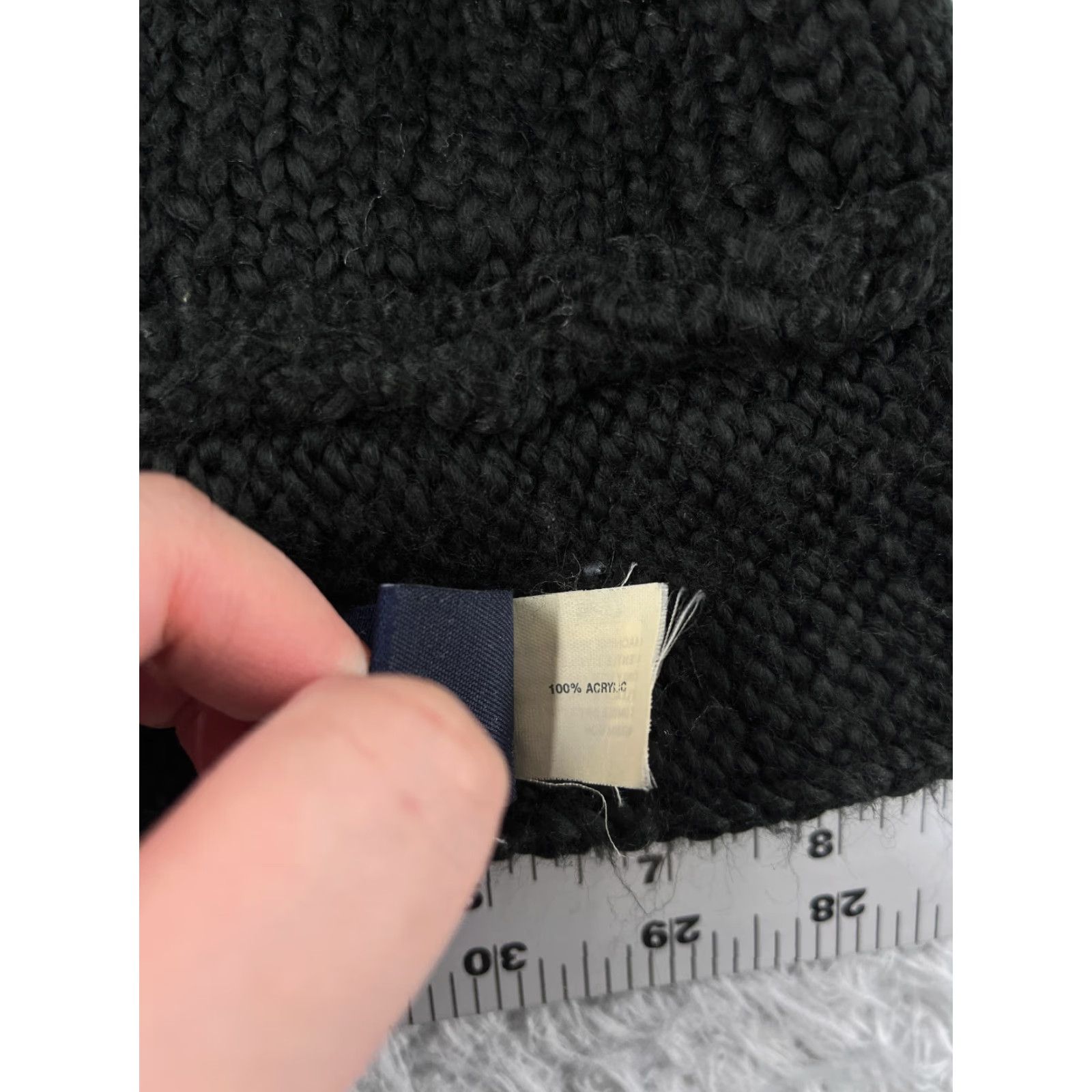 Gap GAP Beanie Hat Womens One Size Black Knit 100% Acrylic Ski Logo Beanie Womens Size ONE SIZE - 7 Thumbnail