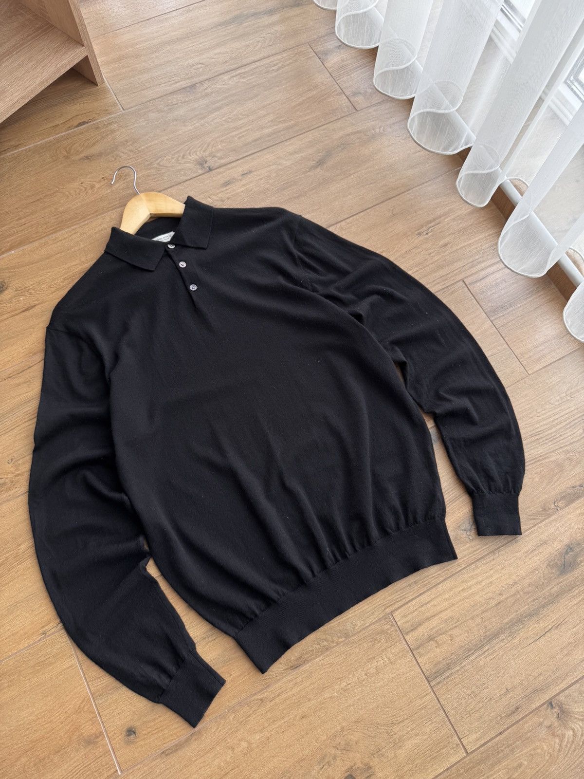 Suitsupply × Vintage Vintage Suitsupply Black Merino Wool 1/4 Button Sweater Size US XL / EU 56 / 4 - 3 Thumbnail
