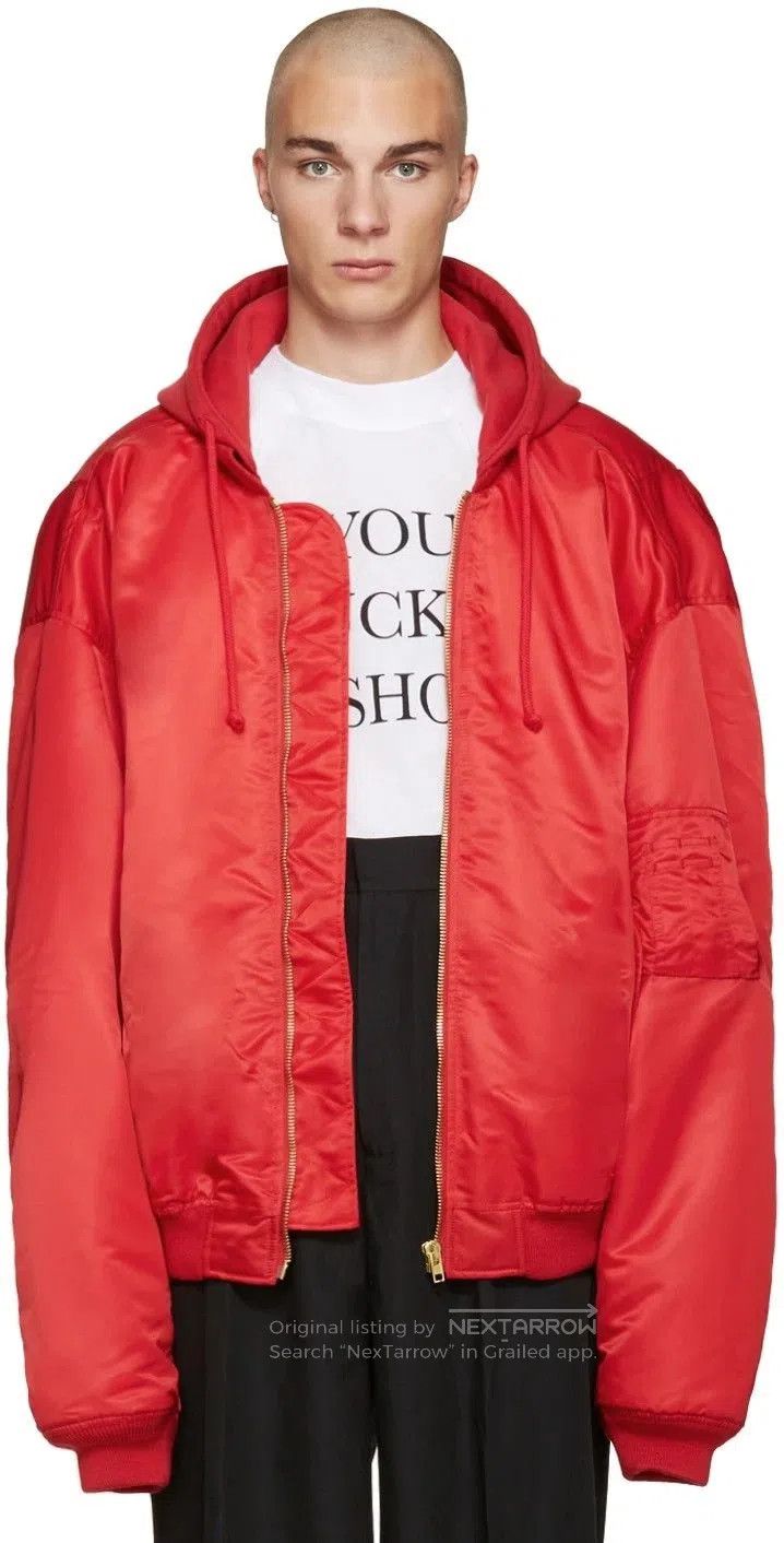Vetements Vetements Red Hooded Bomber Jacket. Size US XS / EU 42 / 0 - 9 Thumbnail