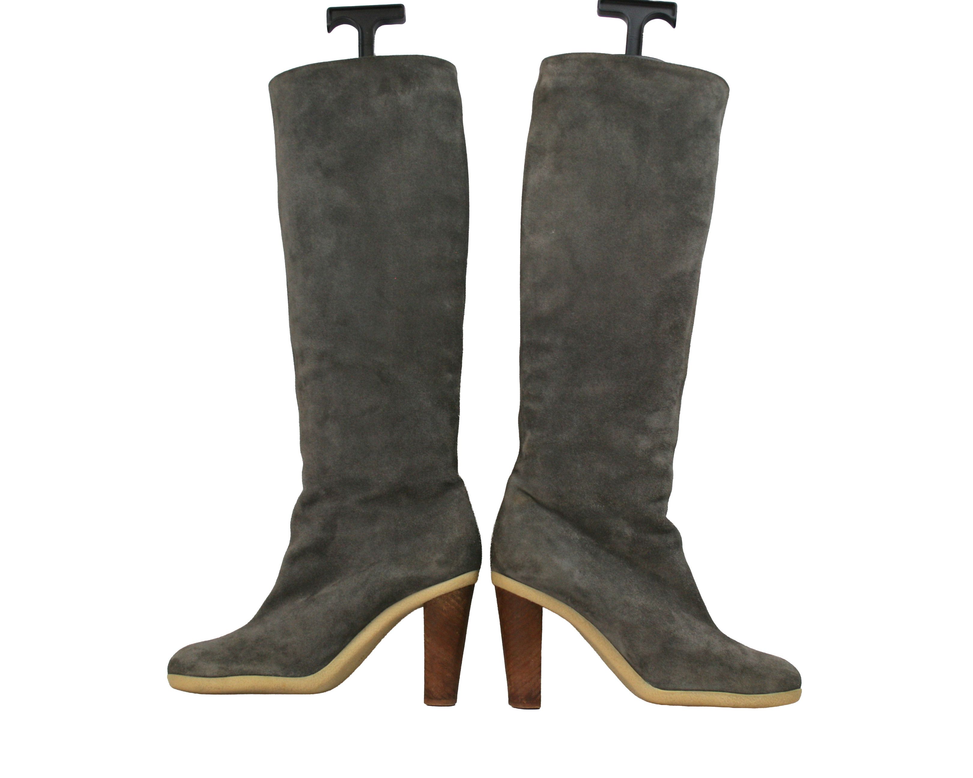 Jil Sander 2008 Raf Simons Era Knee High Suede Boots Vintage Size US 8 / IT 38 - 10 Thumbnail