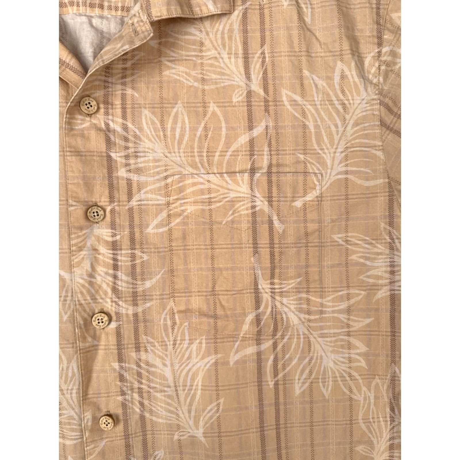 Vintage Batik Bay Shirt Mens Medium Beige Plaid Floral 100% Cotton Button Up Shirt Size US M / EU 48-50 / 2 - 6 Thumbnail