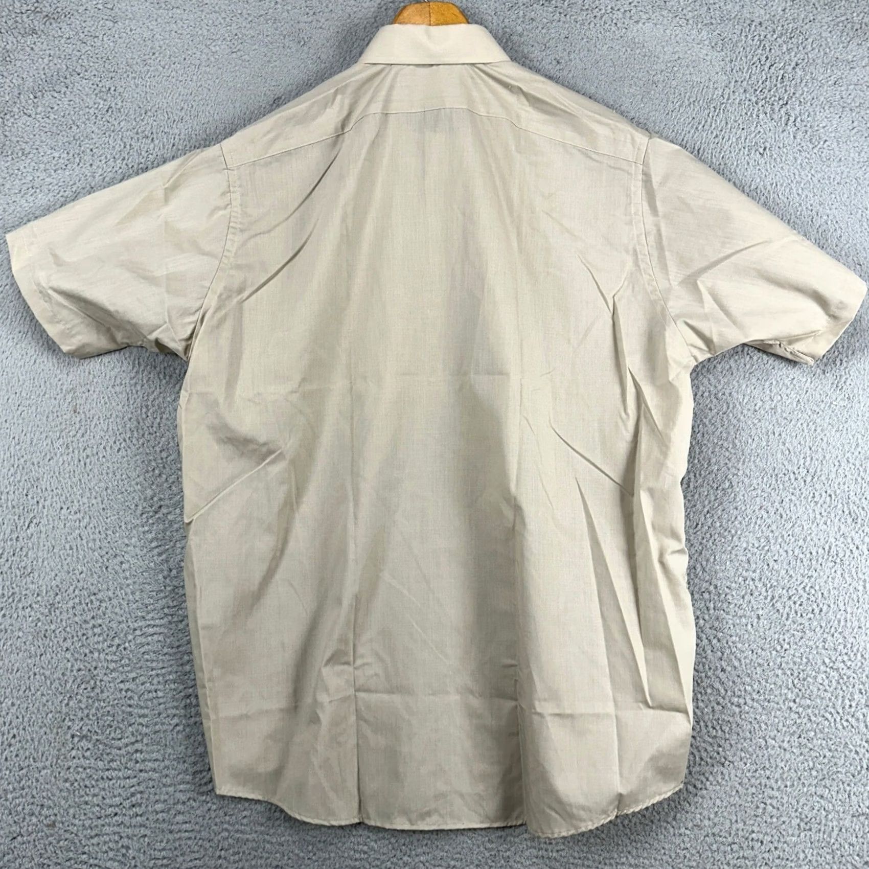 Van Heusen VINTAGE Van Heusen Mens Dress Shirt 17 Beige Button Up Half Sleeve Pocket NEW Shirt Mens 17 Beige Pocket VINTAGE Size 46R - 3 Thumbnail