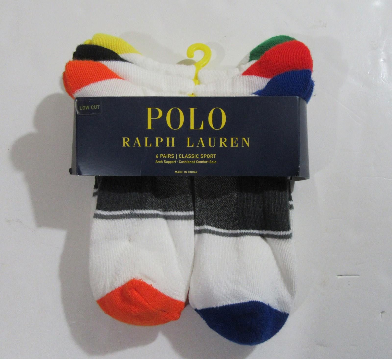 Polo Ralph Lauren Polo Ralph Lauren Mens Low Cut Socks White Multicolor 6 pack Size ONE SIZE - 1 Thumbnail