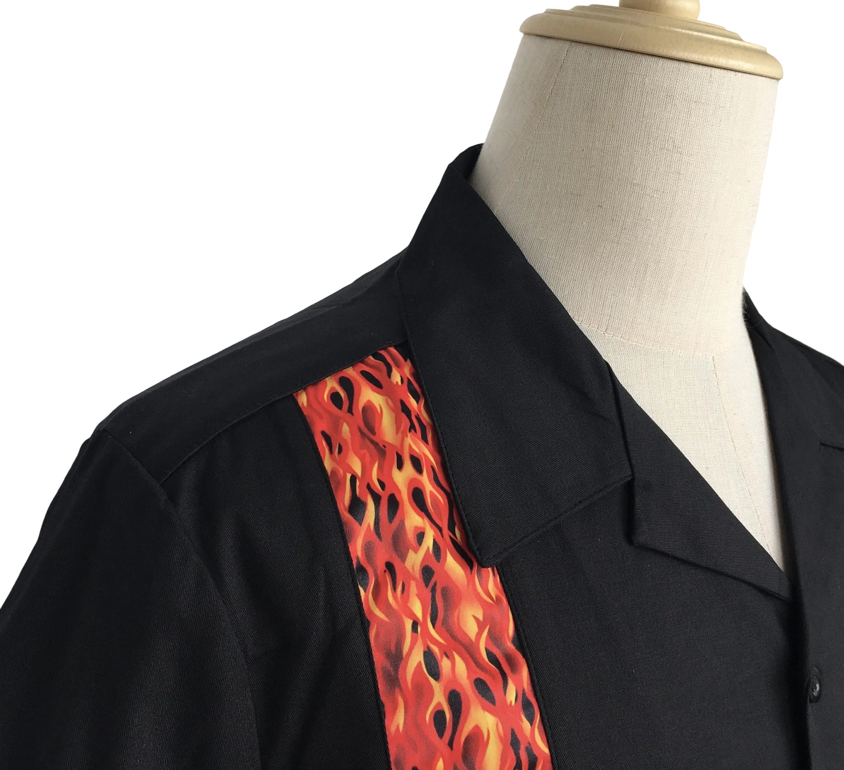 Other Casual men shirt black panel fire pattern shirts Size US XL / EU 56 / 4 - 4 Thumbnail