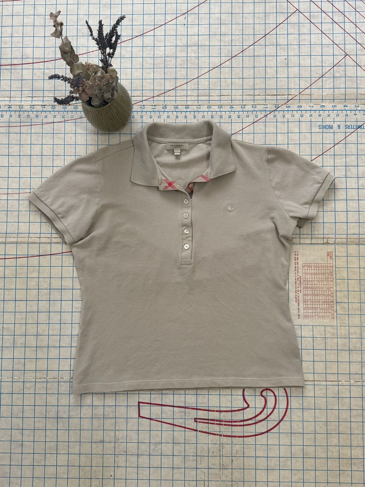 Burberry Burberry Short Sleeve Polo Shirt Women’s Large Tan Color Size L / US 10 / IT 46 - 2 Thumbnail