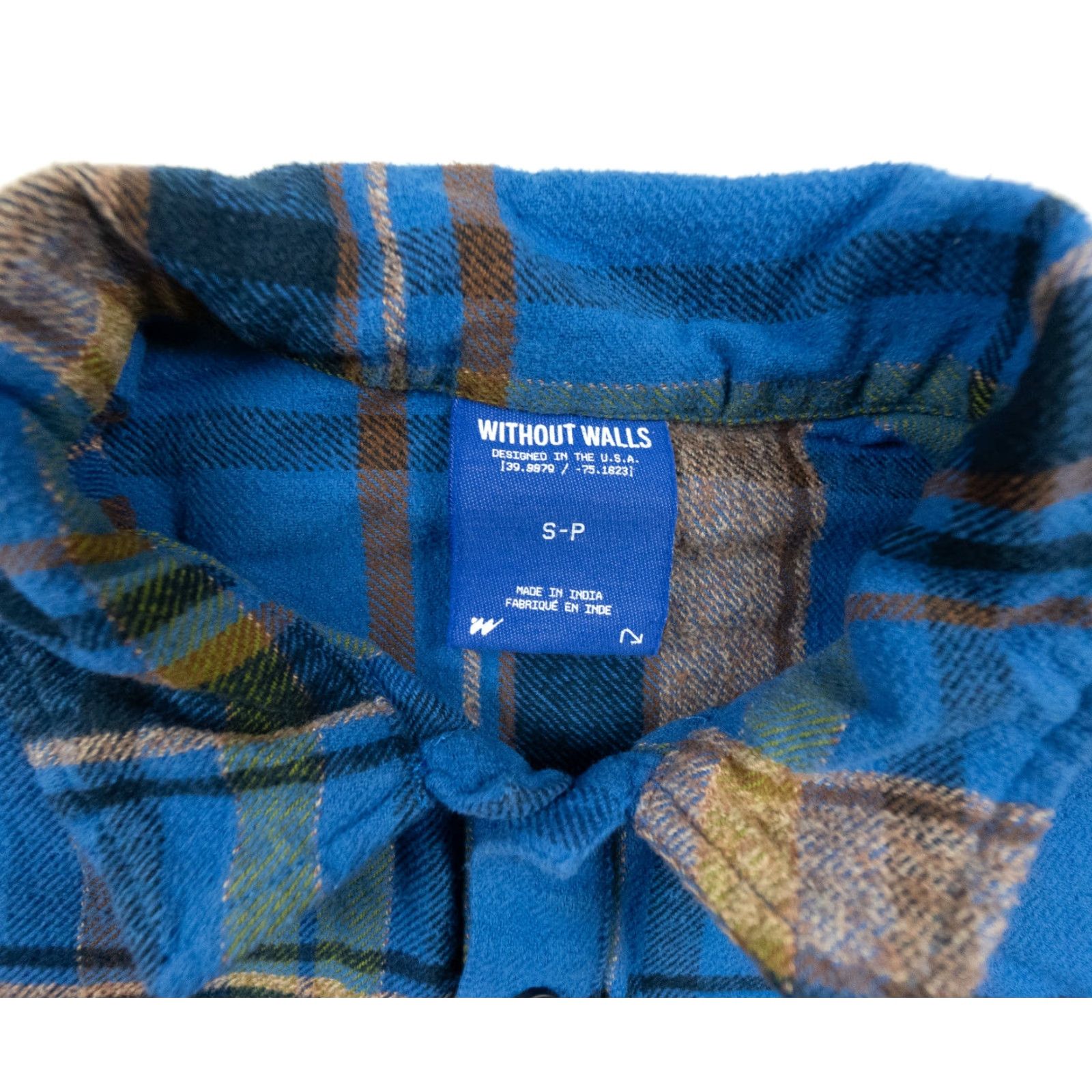 Walls Without Walls Flannel Polo Shirt Adult Small Blue Plaid Long Sleeve Collared Outdoor Mens Size US S / EU 44-46 / 1 - 6 Thumbnail
