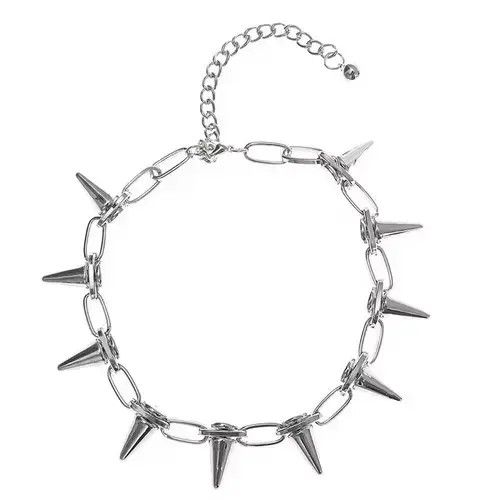 Other Goth Punk Spikes Choker Necklace Chain emo y2k Size ONE SIZE - 4 Thumbnail