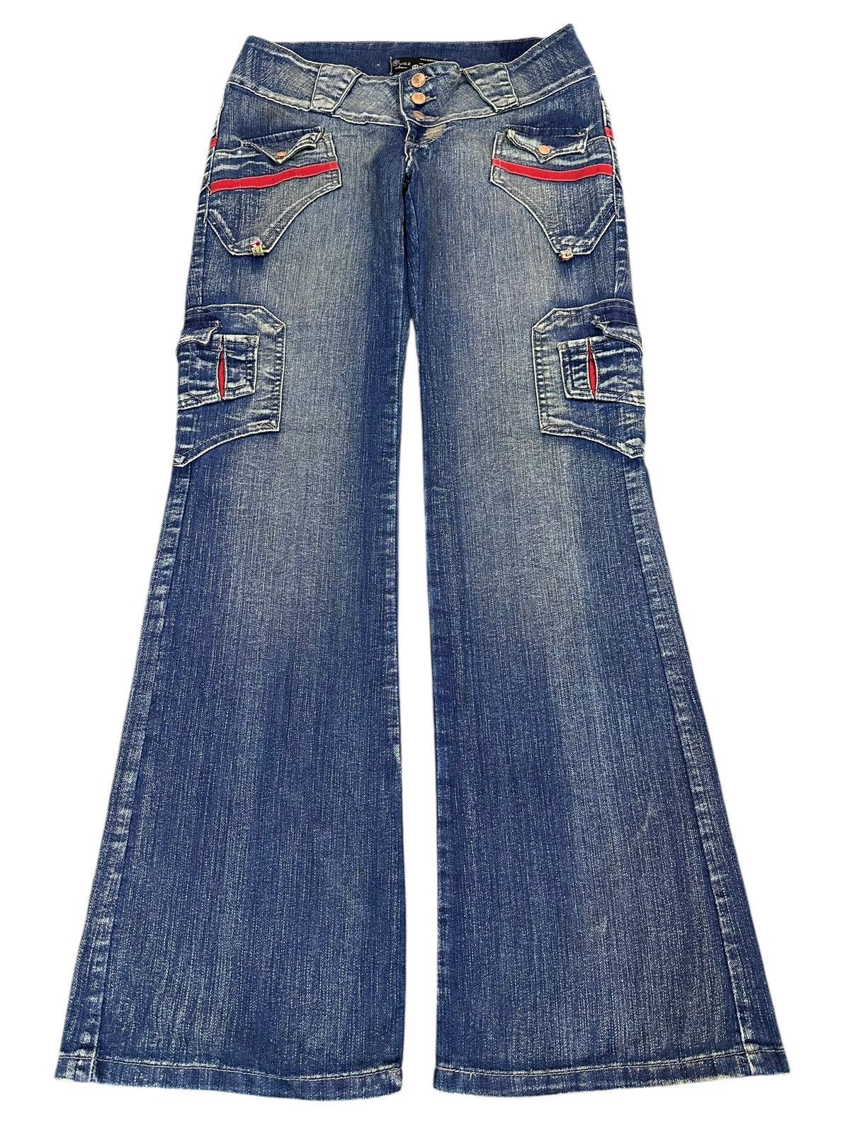 Hysteric Glamour Vintage Japanese Brand Blue Faded Wash Cargo Flare Jeans Size 29" - 1 Thumbnail