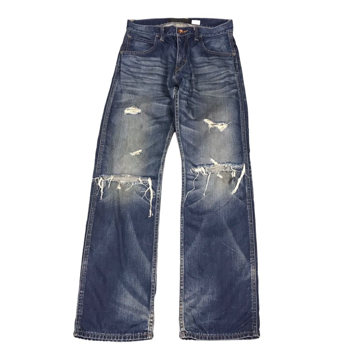 If Six Was Nine × Le Grande Bleu (L.G.B.) DISTRESSED DENIM BACK NUMBER JAPAN BLUE JEANS PANTS Size US 30 / EU 46 - 1 Thumbnail