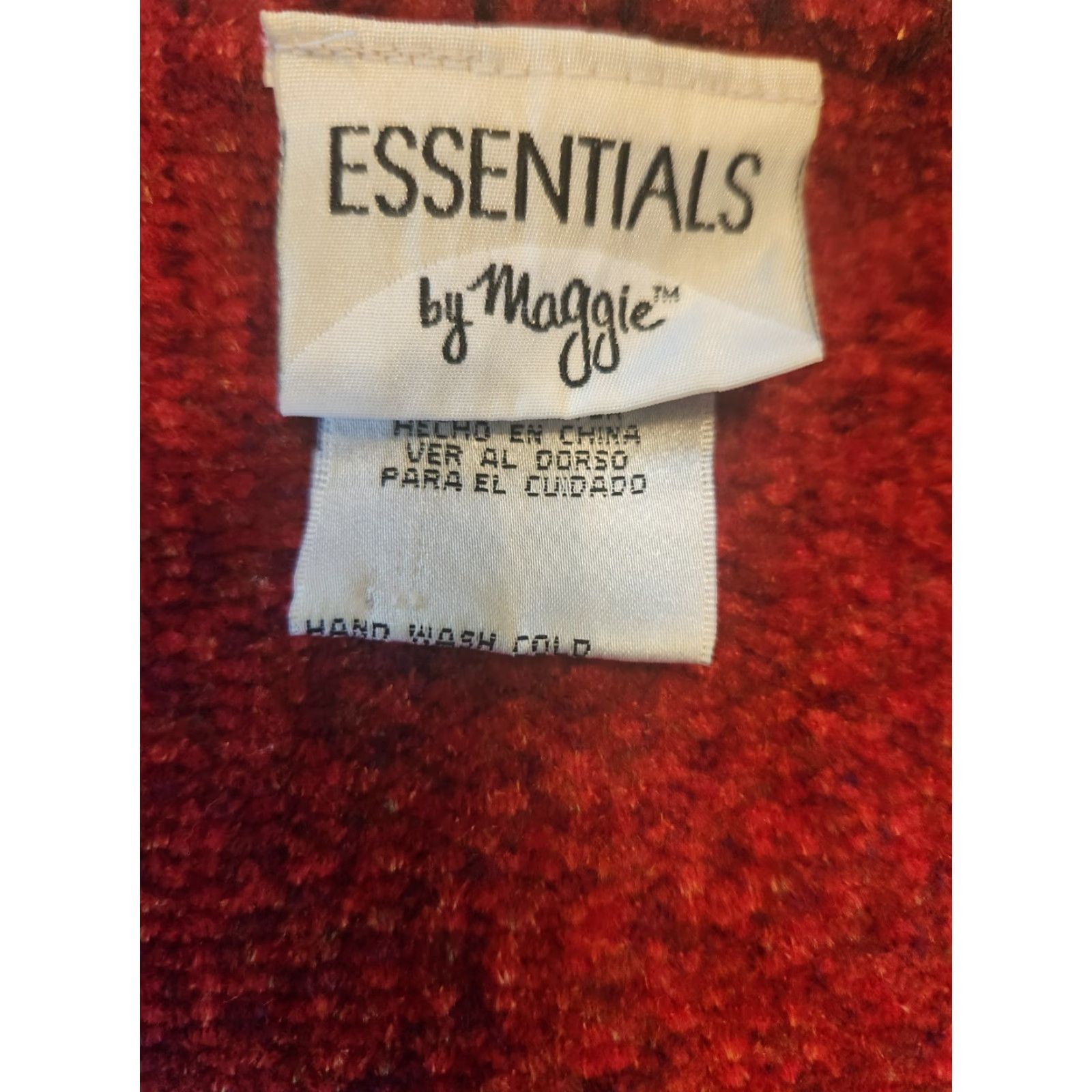 Essentials Essentials By Maggie V-Neck Red Rust Color Sweater with Embroidered Flower Sz 22/24 Size 3XL / US 20-22 - 6 Thumbnail