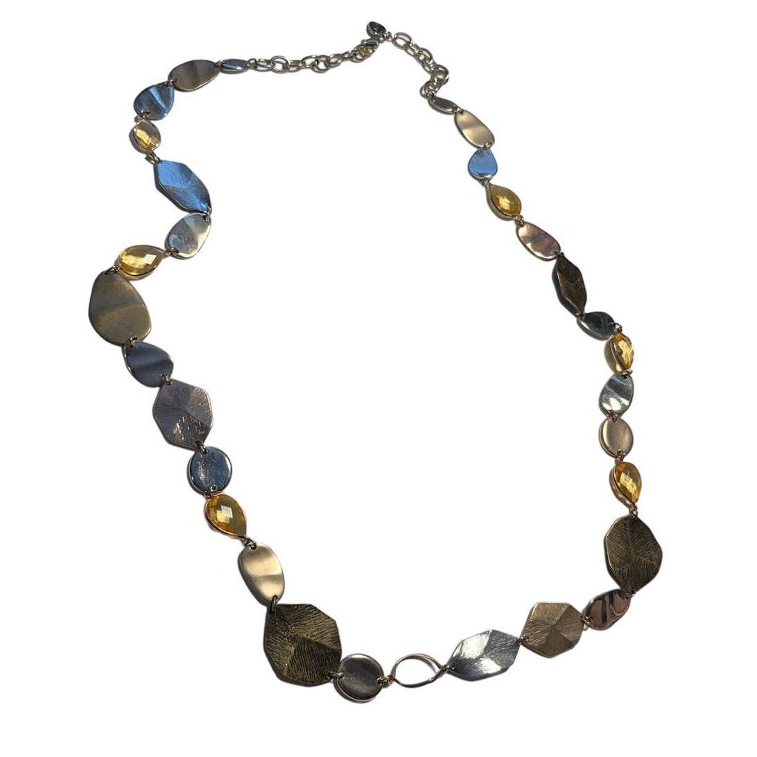 Gucci Gold Tone Long Chain Necklace With Stones