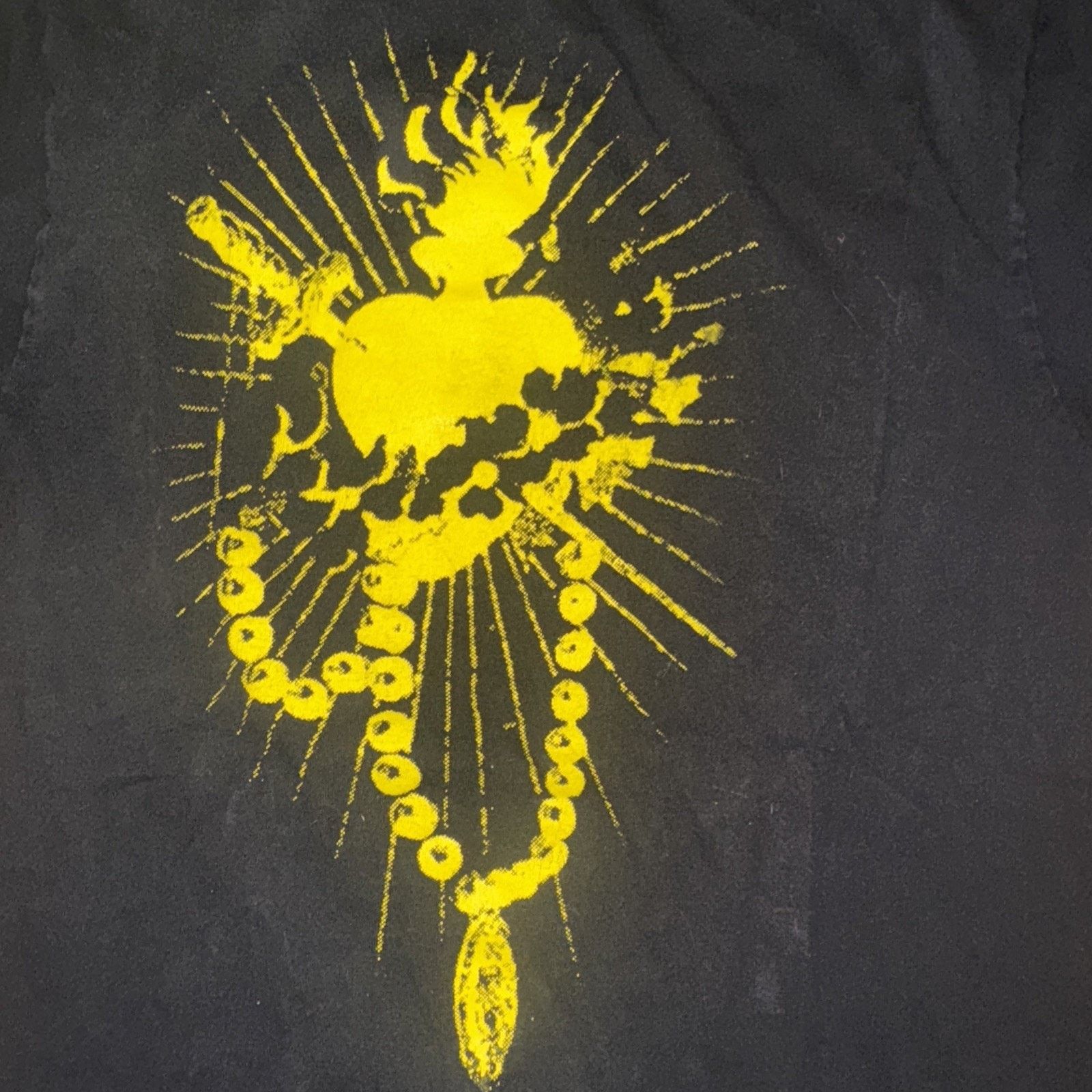 Band Tees × Vintage Flaming Sacred Heart Rosary Graphic T-Shirt Black Spiritual Size US M / EU 48-50 / 2 - 2 Thumbnail