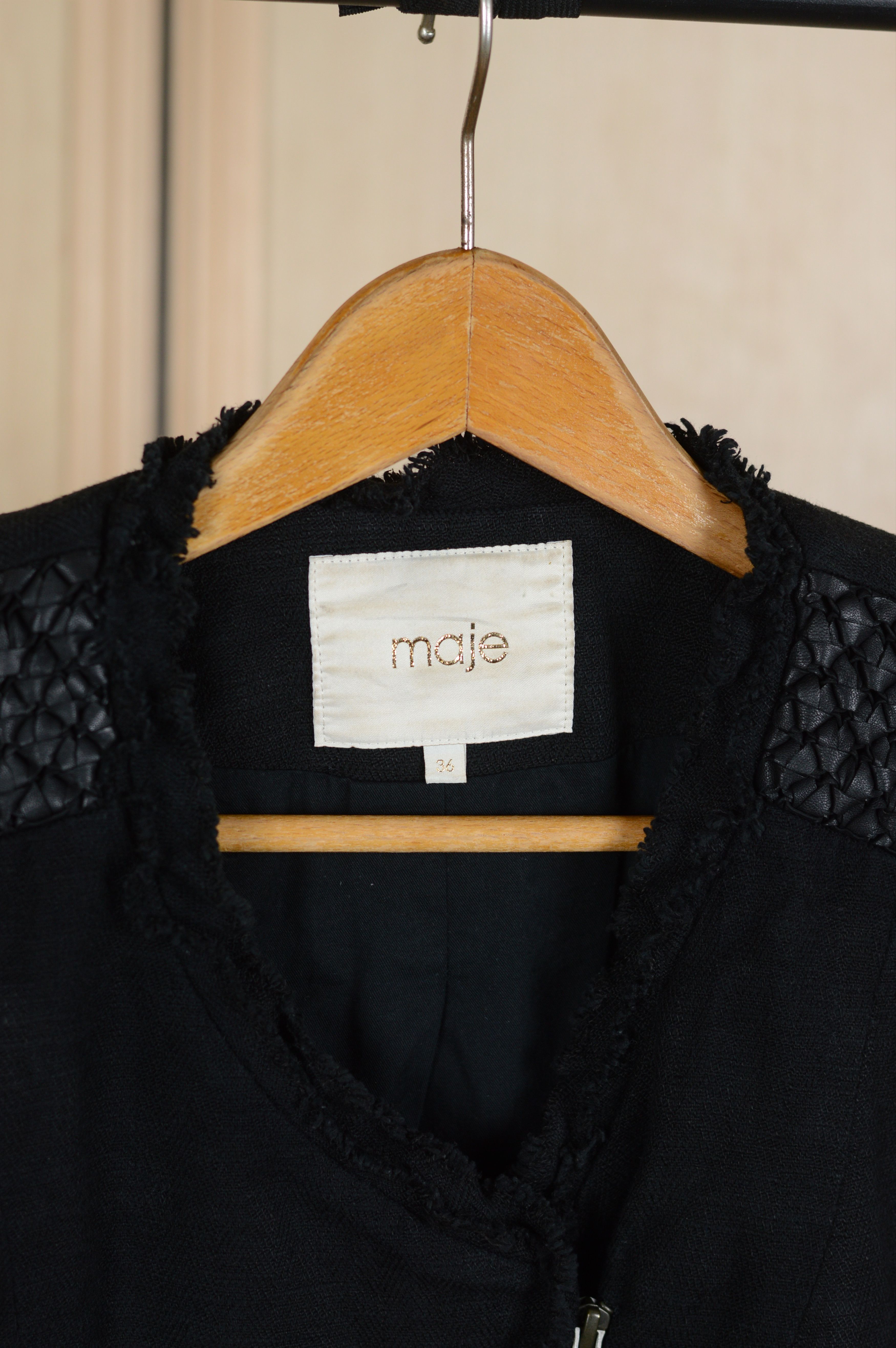Maje Maje Cotton Jacket Lambskin Details e13 ahead Size XS / US 0-2 / IT 36-38 - 3 Thumbnail