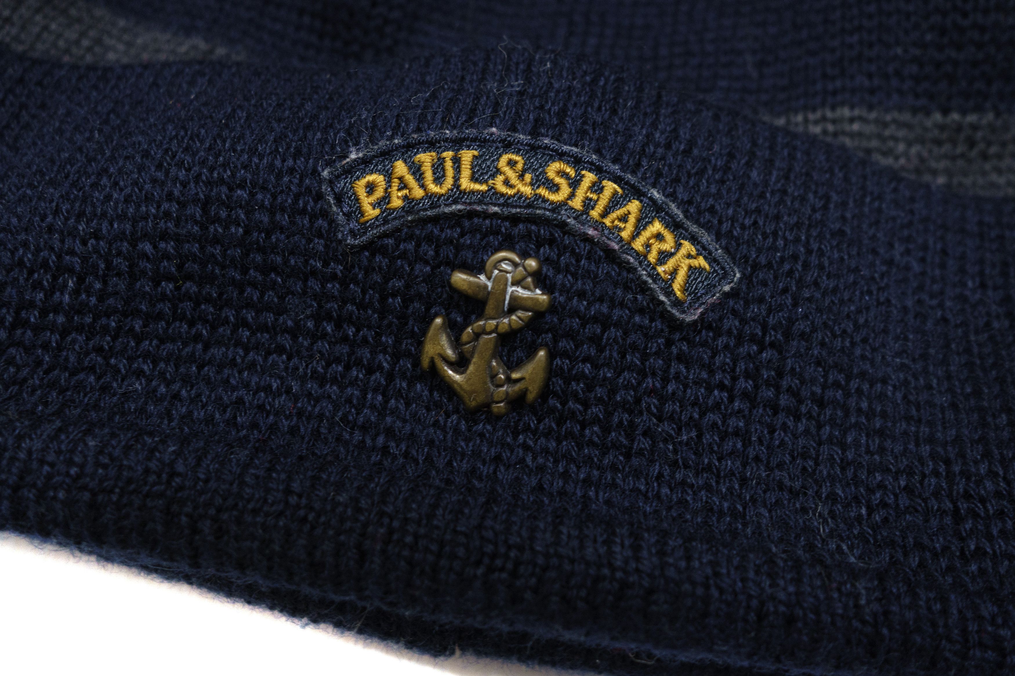 Paul & Shark Bretagne Metal Anchor Logo Striped Wool Beanie Hat 00s Size ONE SIZE - 7 Thumbnail