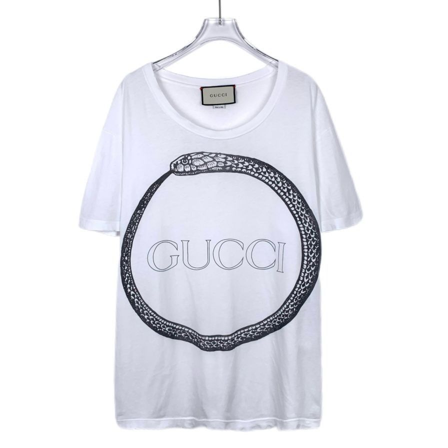 Gucci Gucci Logo Snake Print Round Neck White Cotton Short Sleeve Size US S / EU 44-46 / 1 - 1 Thumbnail
