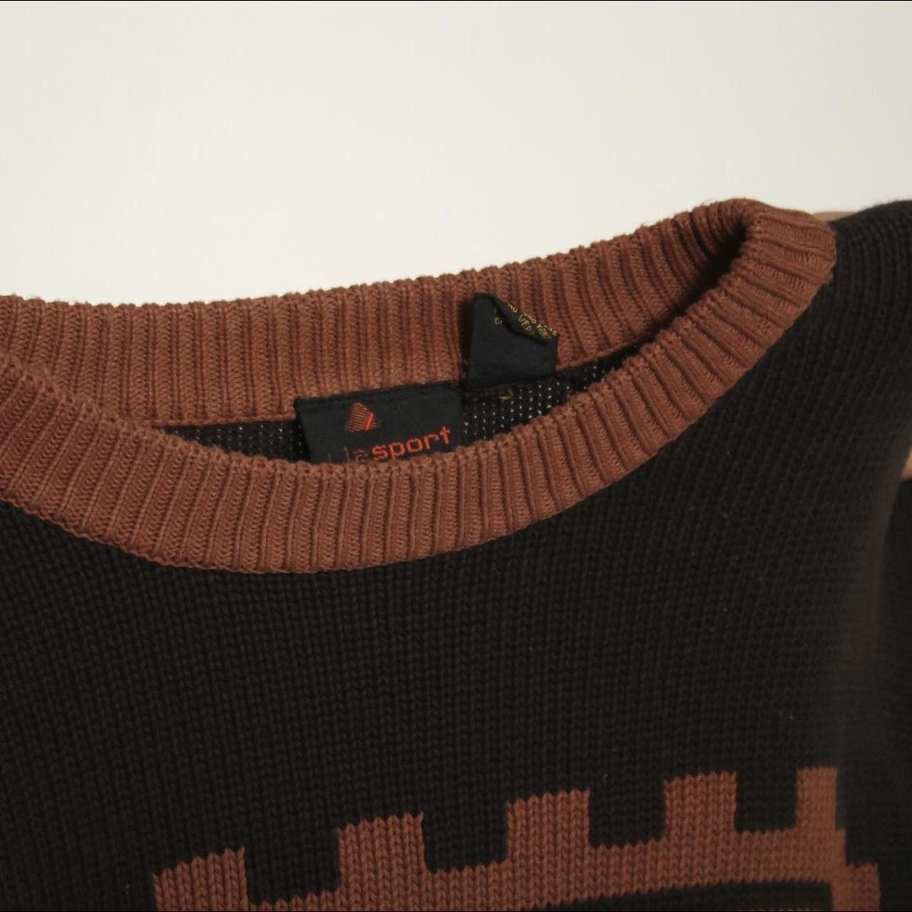Vintage BLACK AND BROWN KNITTED BOAT GRAPHIC SWEATSHIRT BY LIZWEAR Size US L / EU 52-54 / 3 - 5 Thumbnail