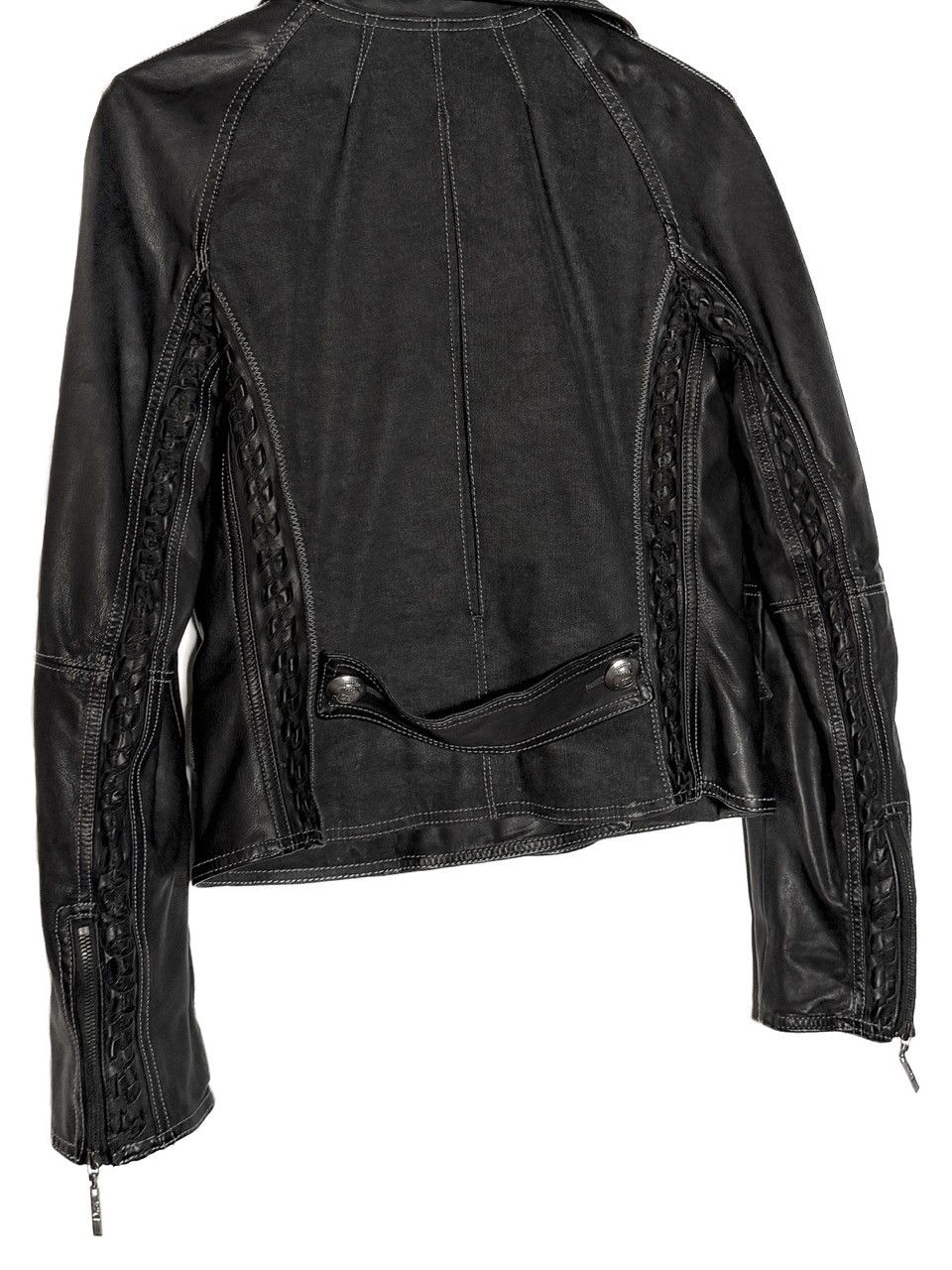 Dior Christian Dior Black Leather Braided Sleeves Denim Jacket Size M / US 6-8 / IT 42-44 - 4 Thumbnail