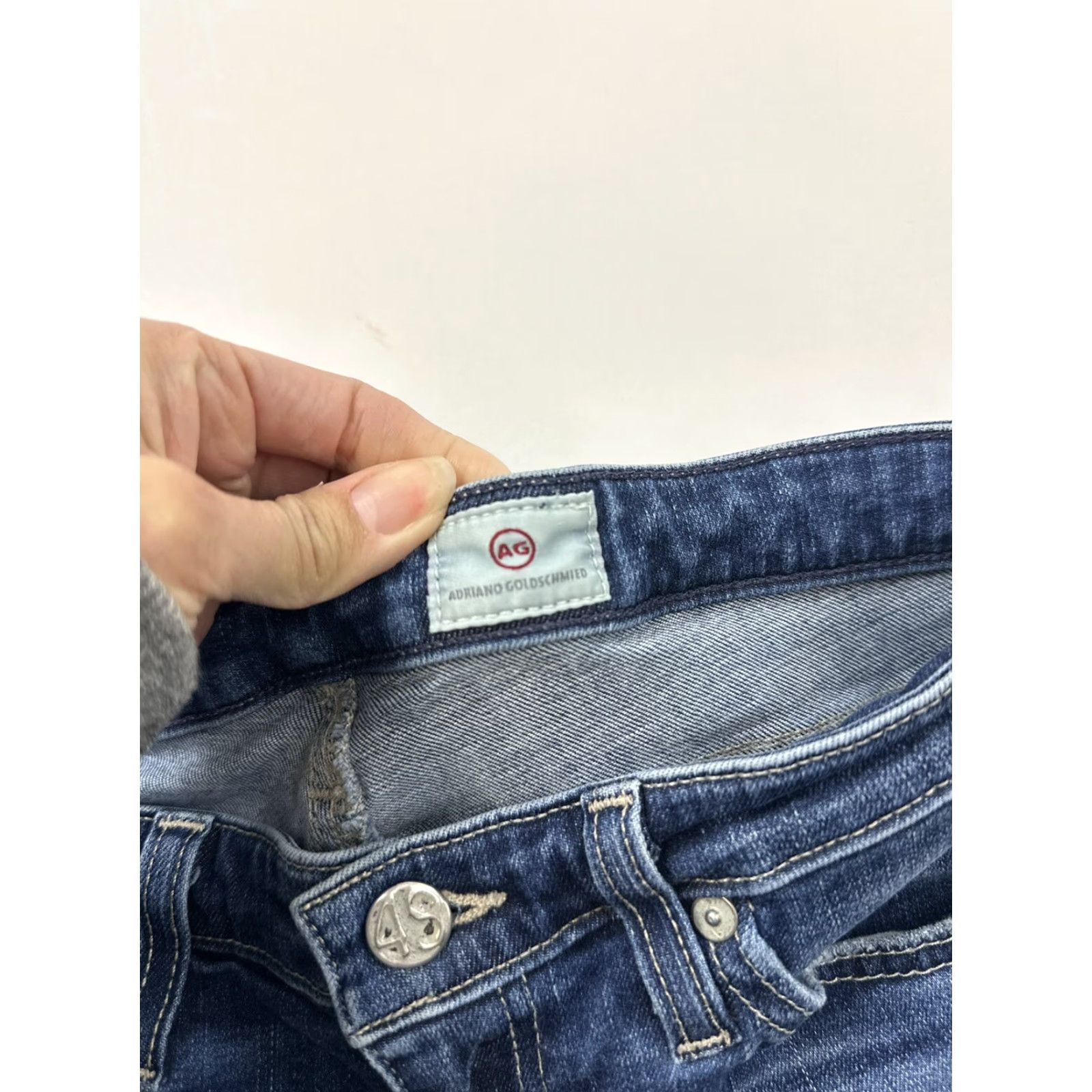 Vintage VINTAGE AG Adriano Goldschmied Jeans Womens 26 Blue The High Rise Abby Ankle Distressed Skinny Hairline-Edge Size 26" / US 2 / IT 38 - 6 Thumbnail