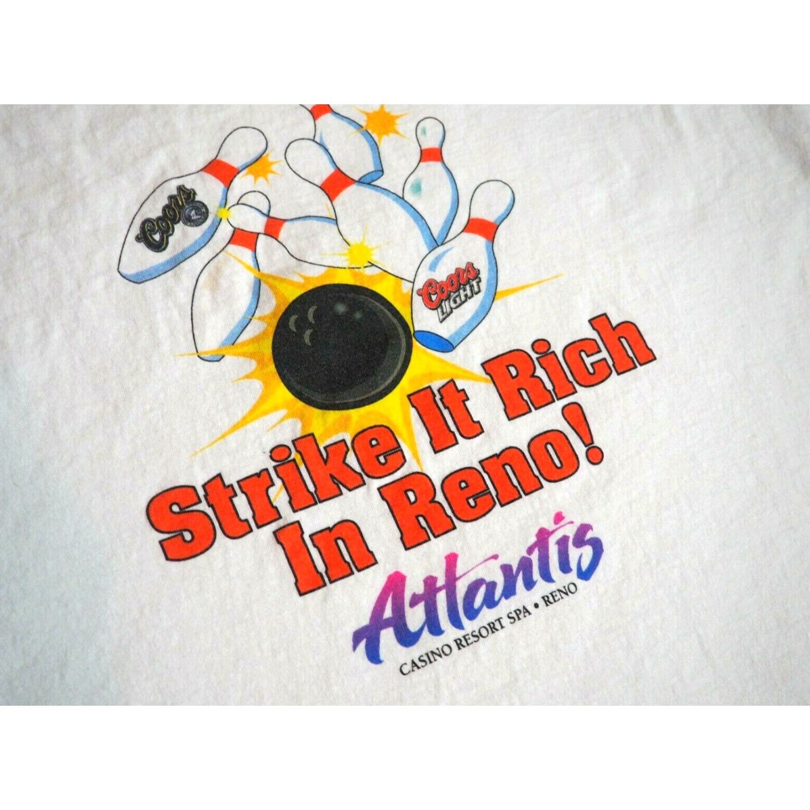 Delta Delta White Graphic T-Shirt XL Men VTG 90s Y2k Atlantis Reno Coors Gambling Short Sleeve Cotton EUC Size US XL / EU 56 / 4 - 2 Thumbnail