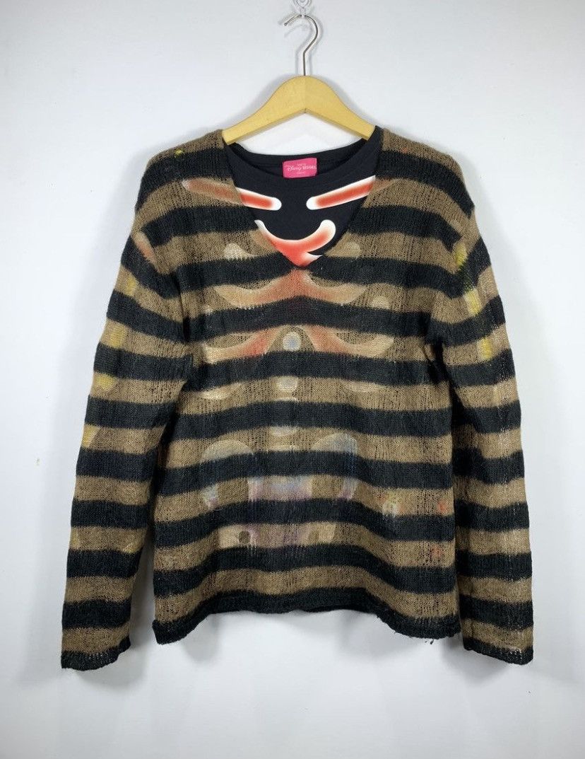 Issey Miyake Boycott Grunge Mesh knit Stripe Number Nine Kurt style Size US M / EU 48-50 / 2 - 1 Thumbnail