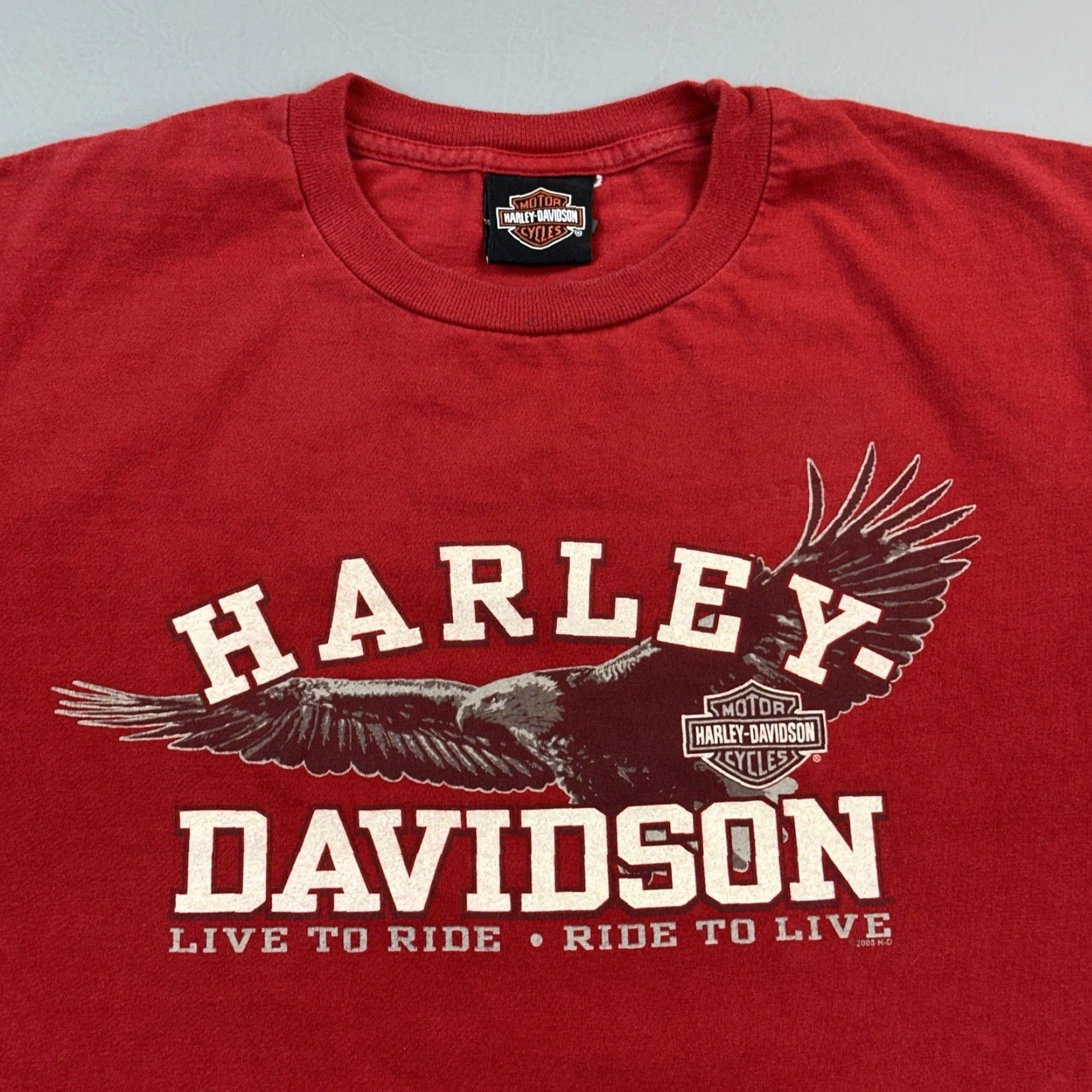 Harley Davidson Harley-Davidson Shirt Mens M Red New Orleans Eagle Motorcycle Biker Y2K Vintage Graphic Print Logo USA Skull Size US M / EU 48-50 / 2 - 2 Thumbnail