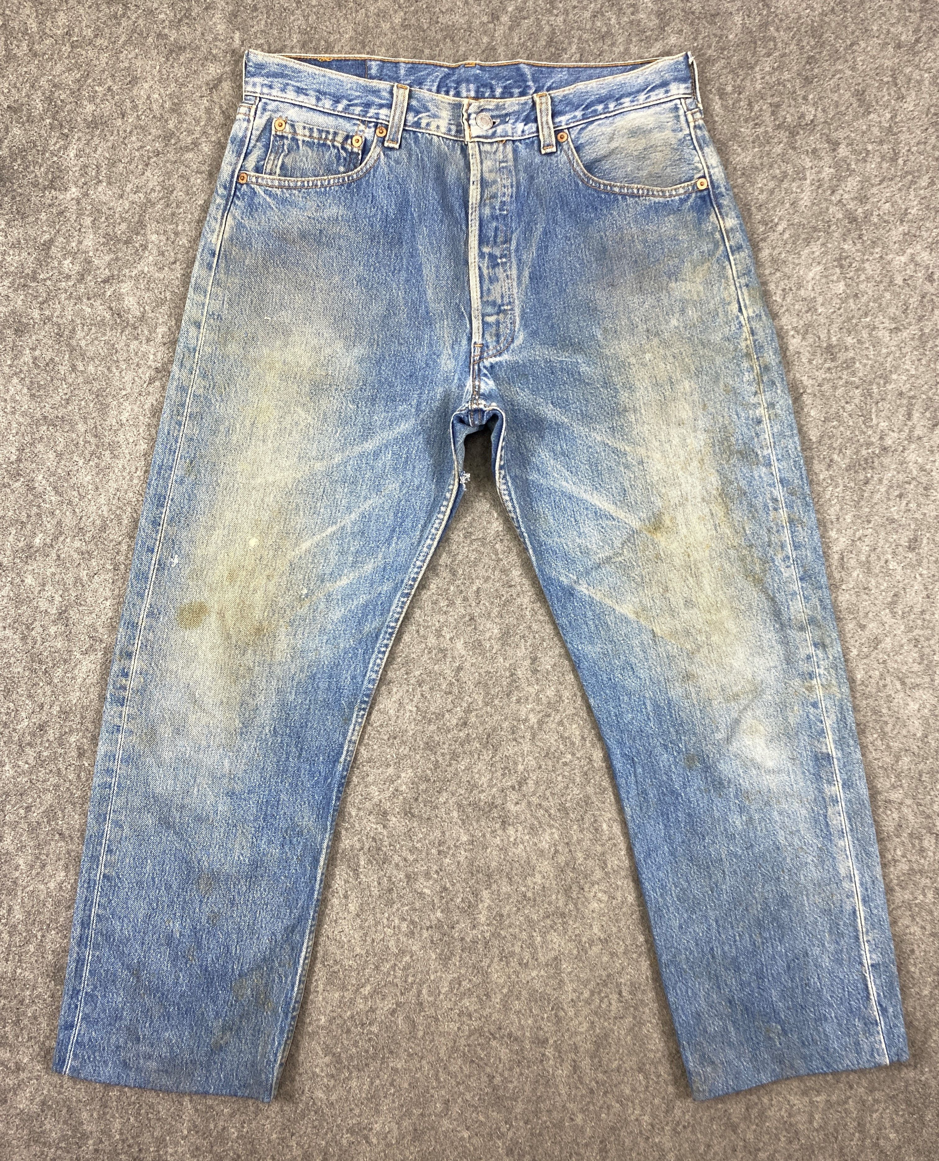 Levi's Dirty Faded Blue Vintage Levis 501 Jeans 33x27 - JN3094 Size US 33 - 1 Thumbnail