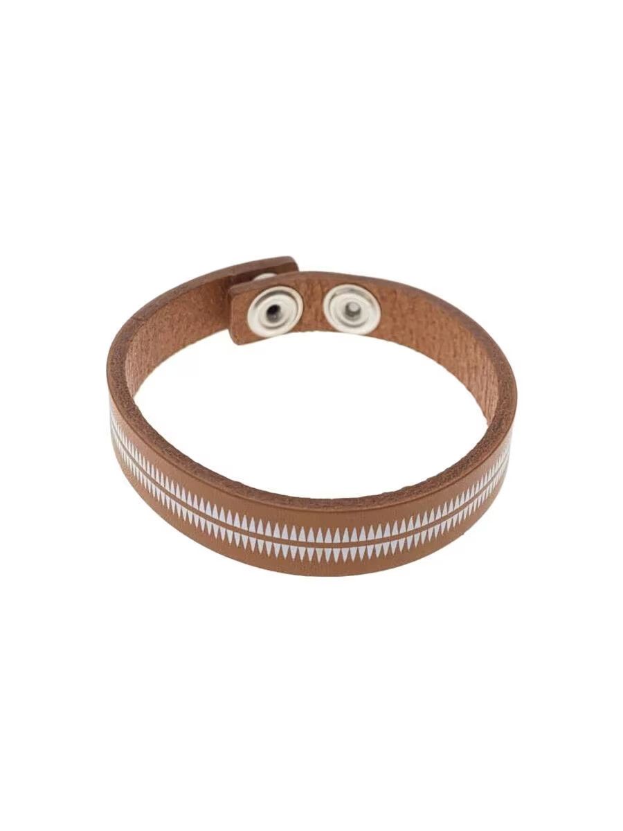 image of Undercover Giz Pattern Leather Bracelet in Brown, Men's