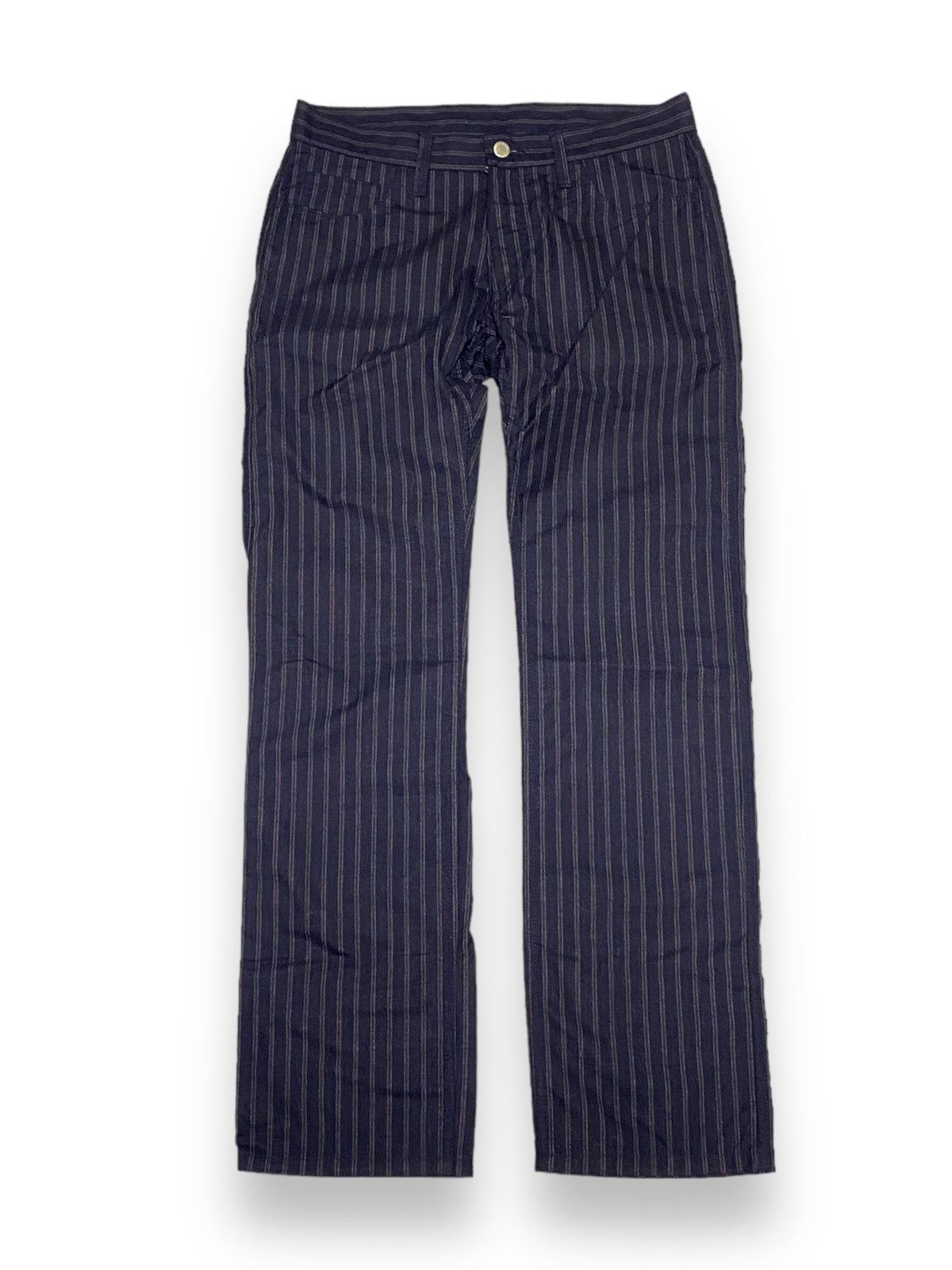 image of Archival Clothing x Comme Des Garcons Ss08 Comme Des Garcons Homme Pinstripe Pants in Blue (Size 30