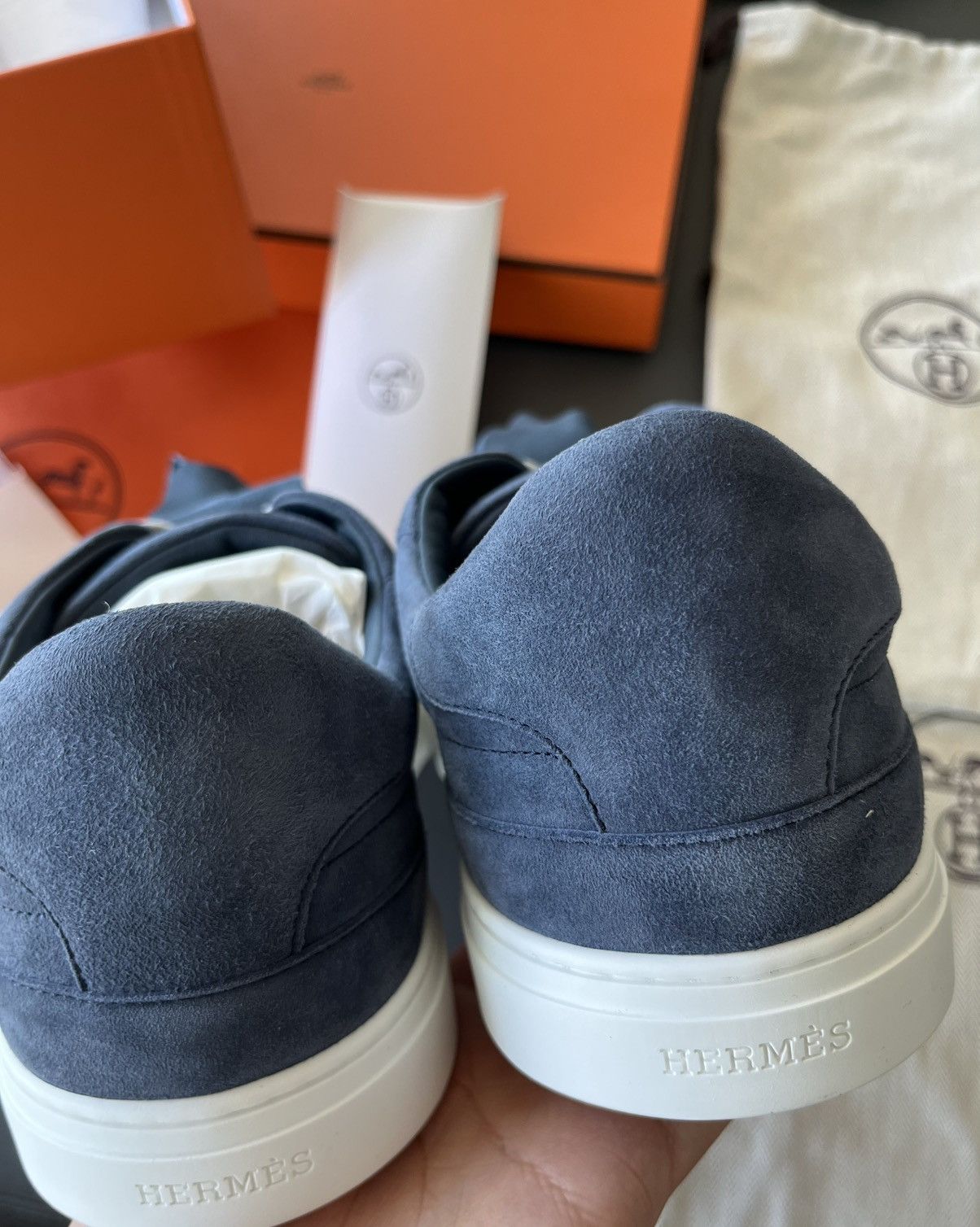 Hermes Hermes Day Sneaker Suede Chevre Velours Blue Celeste Size US 10.5 / EU 43-44 - 5 Thumbnail