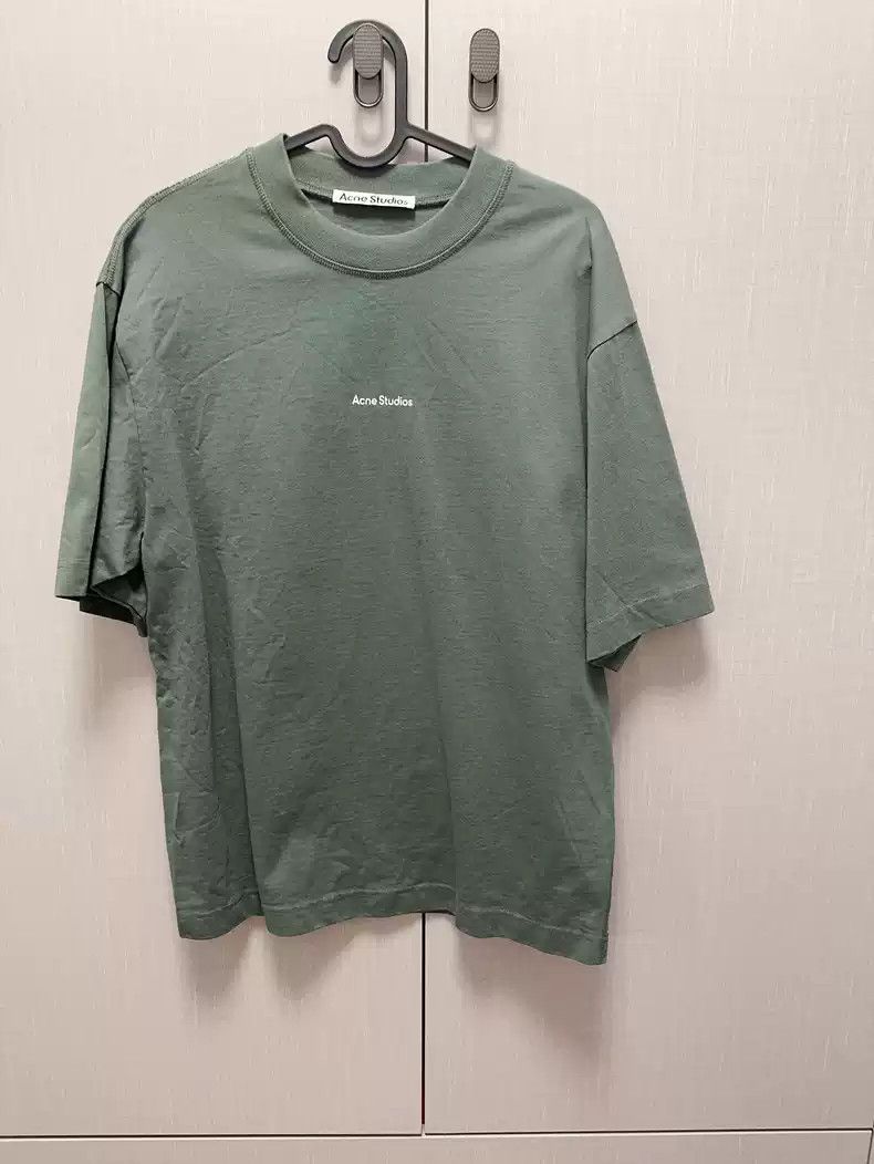 Acne Studios Loose cotton letter printed round neck solid color short sleeved shirt