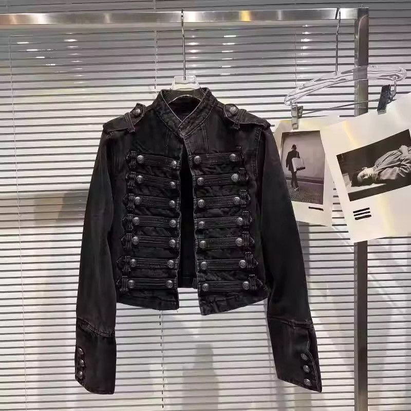 Japanese Brand Vintage Military-Inspired Denim Jacket – Bold, Structured Size US S / EU 44-46 / 1 - 1 Thumbnail