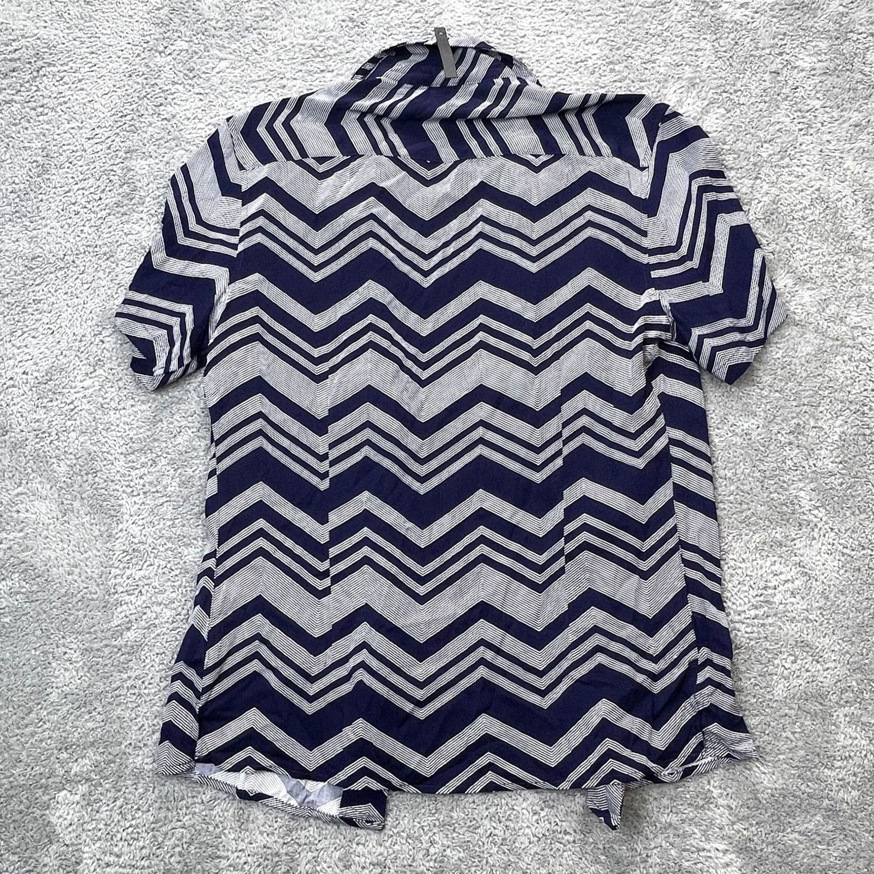 Asos ASOS Mens Medium Blue Zig Zag Chevron Print Stretch Button Up Shirt Size US M / EU 48-50 / 2 - 5 Thumbnail