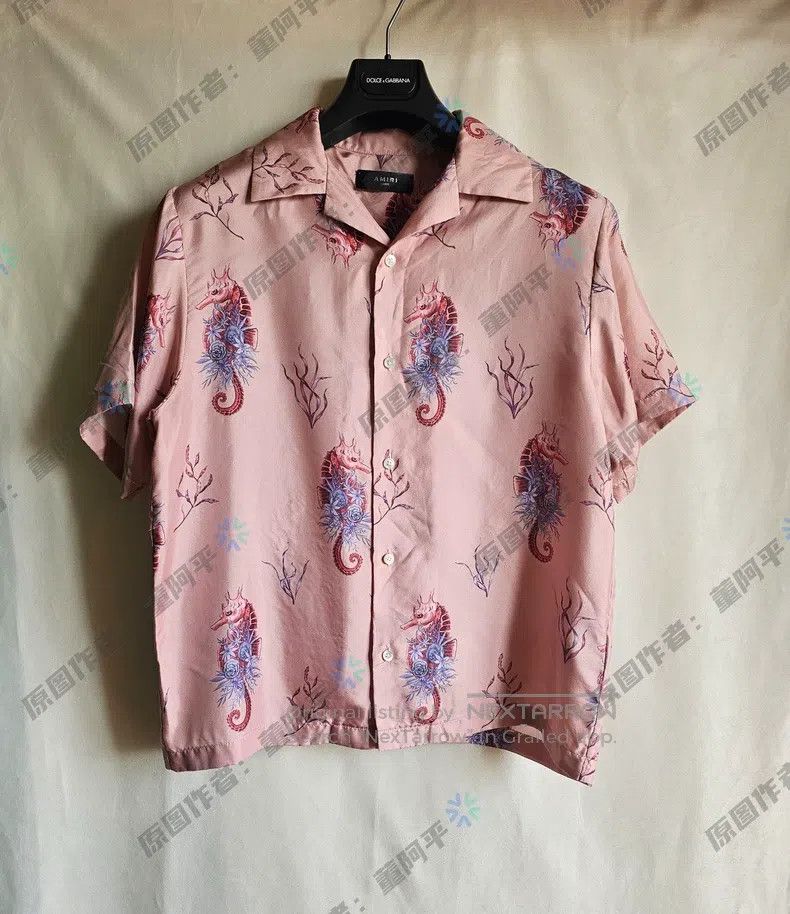 Amiri Amiri Short Sleeve Shirt with Pink Hippo Print Size US L / EU 52-54 / 3 - 1 Thumbnail