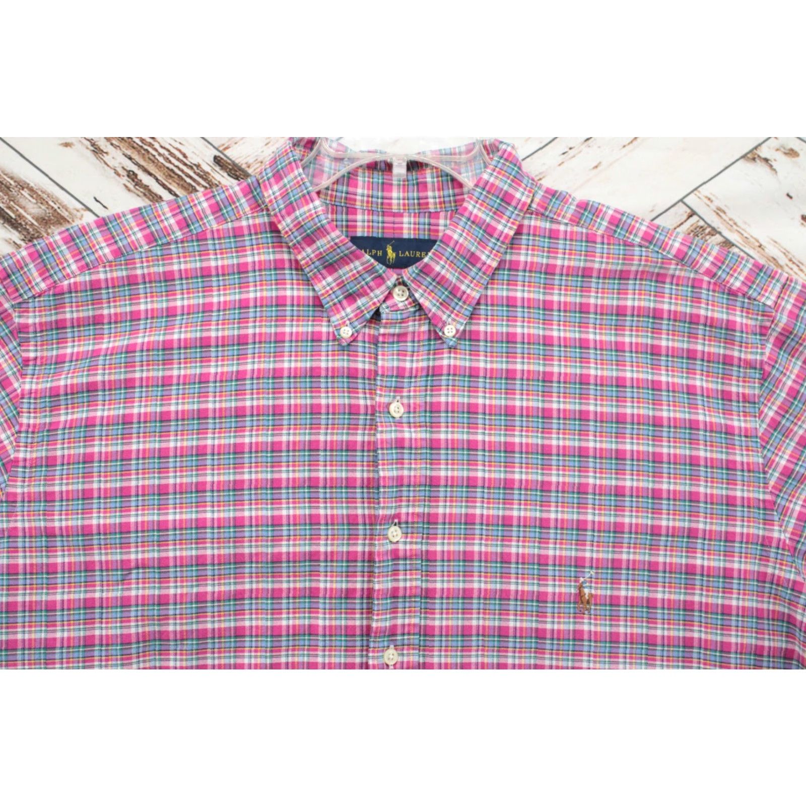 Polo Ralph Lauren Polo Ralph Lauren Shirt Mens 2XLT Pink Check Plaid Long Sleeve Flesh Pony Logo Size US XXL / EU 58 / 5 - 2 Thumbnail