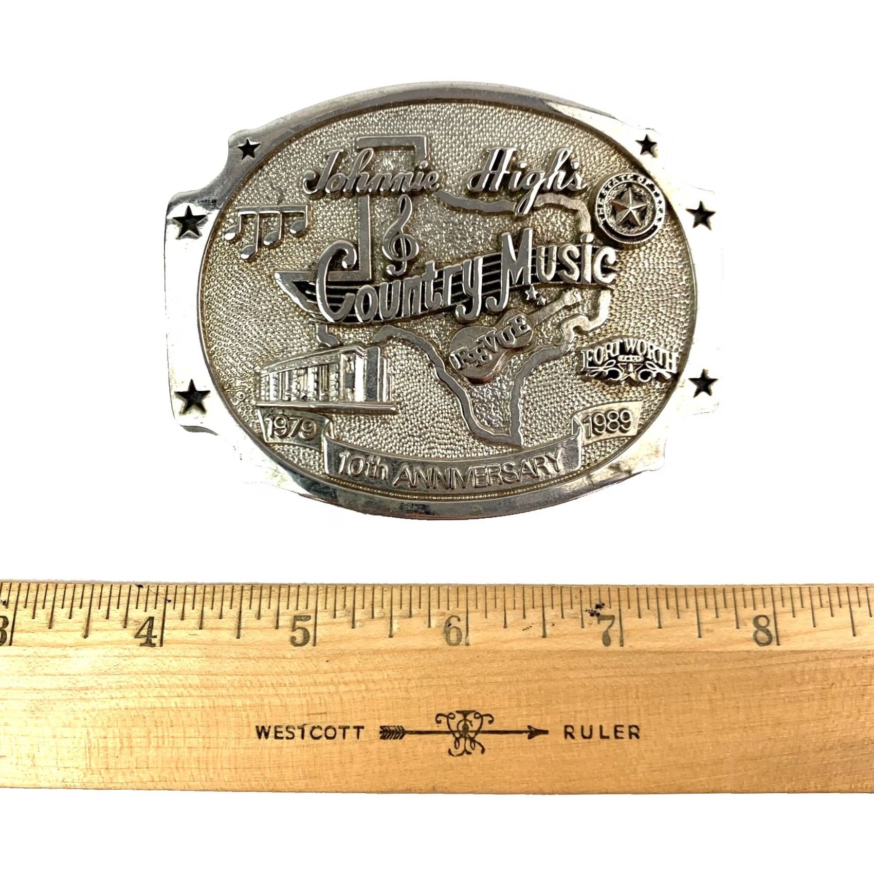 Vintage VINTAGE Johnnie High's Country Music 10th Anniversary Shiny Metal Belt Buckle Mens Size ONE SIZE - 5 Thumbnail