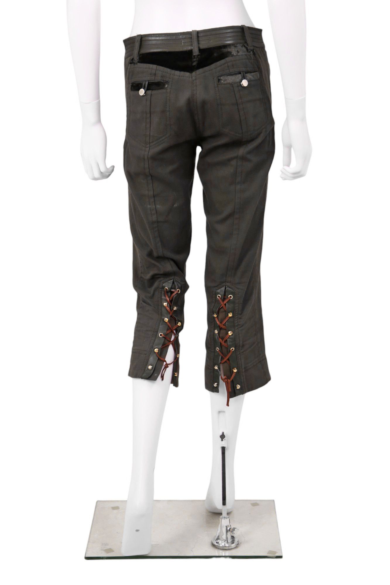 Roberto Cavalli F/W 2005 Bondage Petrol Green Capri Pants Size 27" / US 4 / IT 40 - 3 Thumbnail