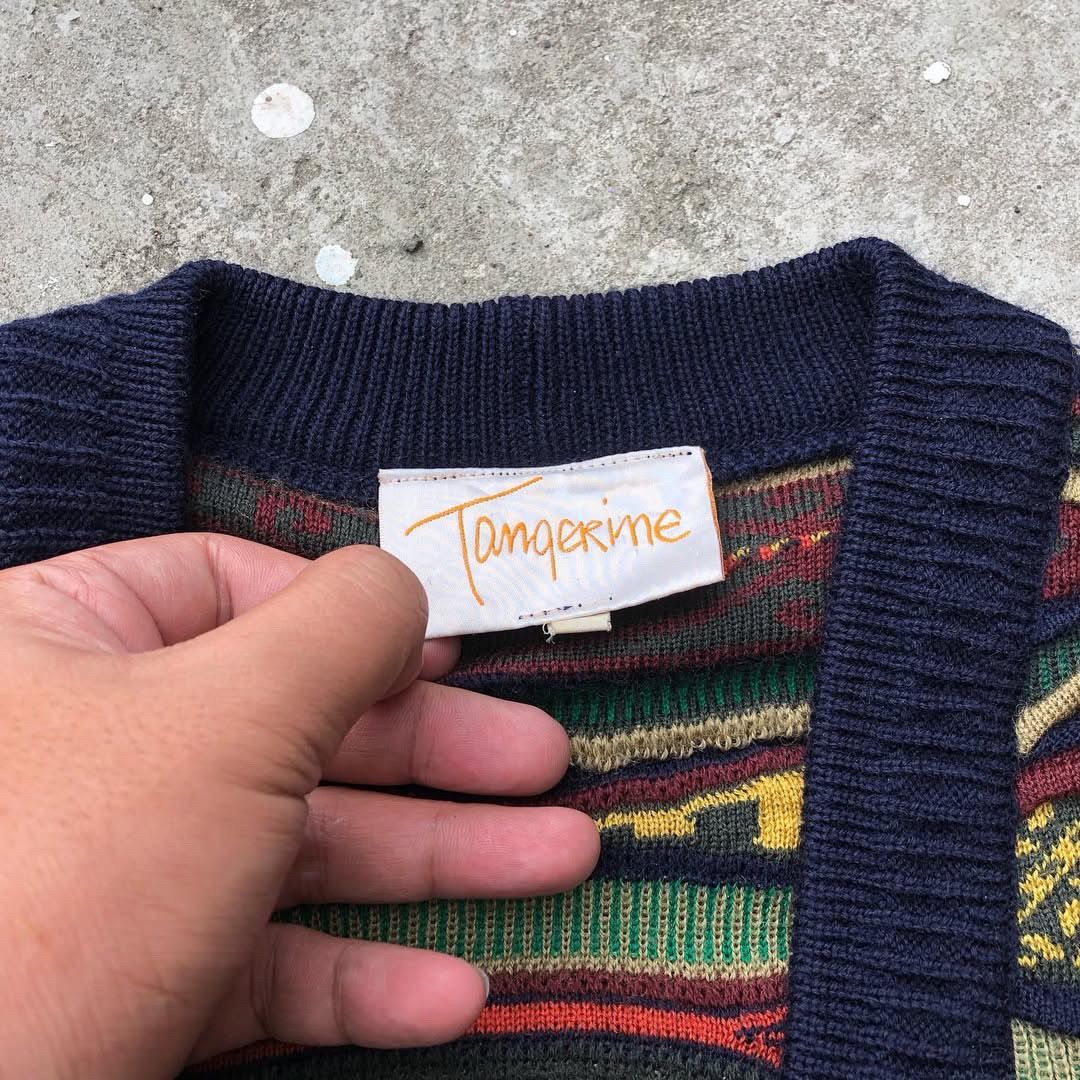 Vintage tangerine knitted sweater Size US XL / EU 56 / 4 - 6 Thumbnail