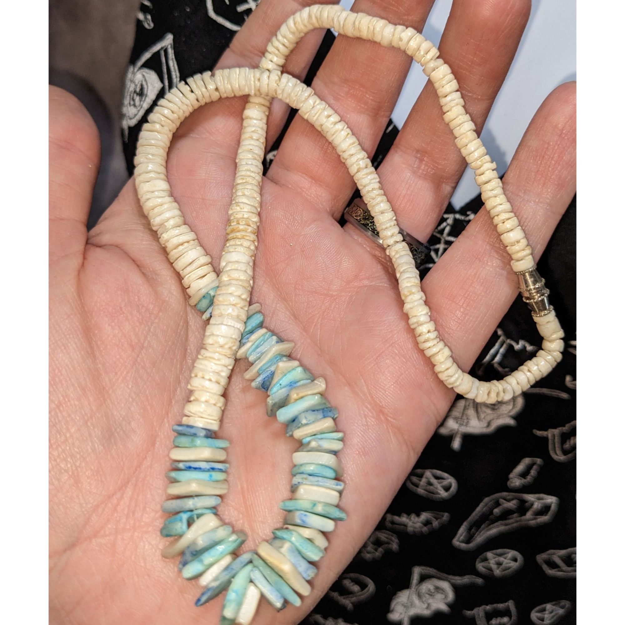 Other Vintage 90s Beachy Blue And White Shell Chip Beaded Necklace Size ONE SIZE - 2 Thumbnail