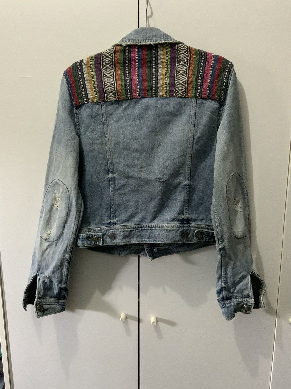 If Six Was Nine Free People Navajo Patchwork Distressed Kmrii Jacket Size US XS / EU 42 / 0 - 2 Thumbnail