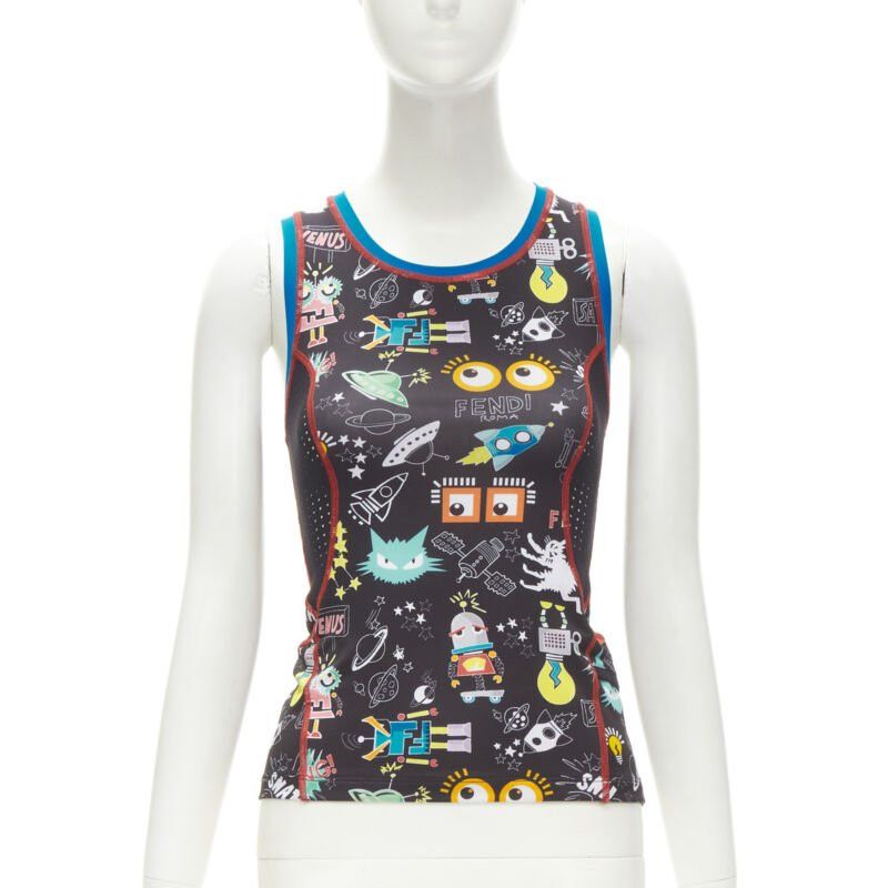 Fendi FENDI Activewear black FF robot Monster Eye tank top XS Size XS / US 0-2 / IT 36-38 - 1 Thumbnail